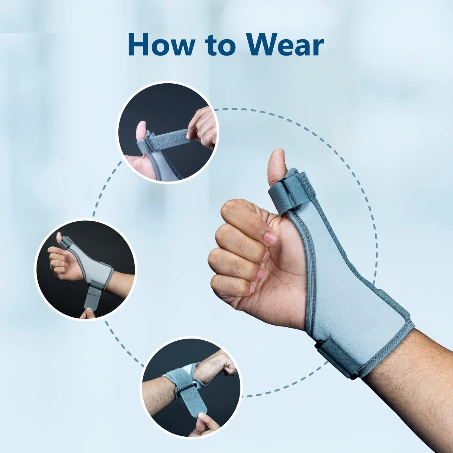 نگهدارنده انگشت شست برای دست راست/چپ، تونل کارپال و نگهدارنده انگشت ماشه ای برای تسکین درد با مچ بند | بریس انگشت شست، امکان حرکت دست، خاکستری