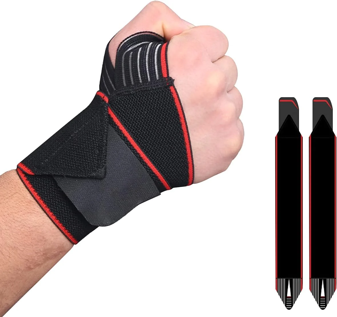 مچ بند وزنه برداری Showay ECVV با بند الاستیک، ساپورت دست تونل کارپال، مچ بند ورزشی برای ورزش، آرتروز برای مردان، زنان، راست و چپ (قرمز)