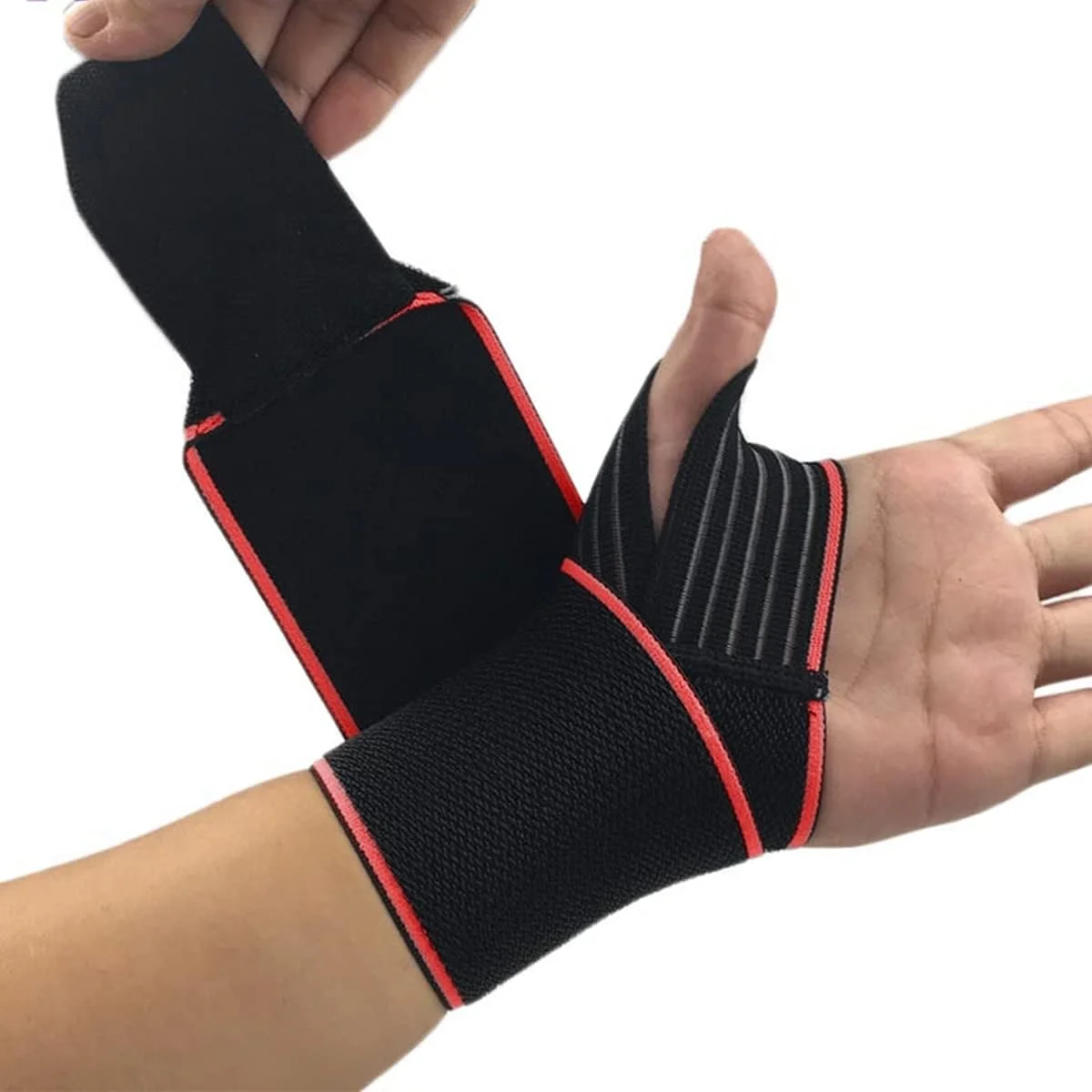 مچ بند وزنه برداری Showay ECVV با بند الاستیک، ساپورت دست تونل کارپال، مچ بند ورزشی برای ورزش، آرتروز برای مردان، زنان، راست و چپ (قرمز)