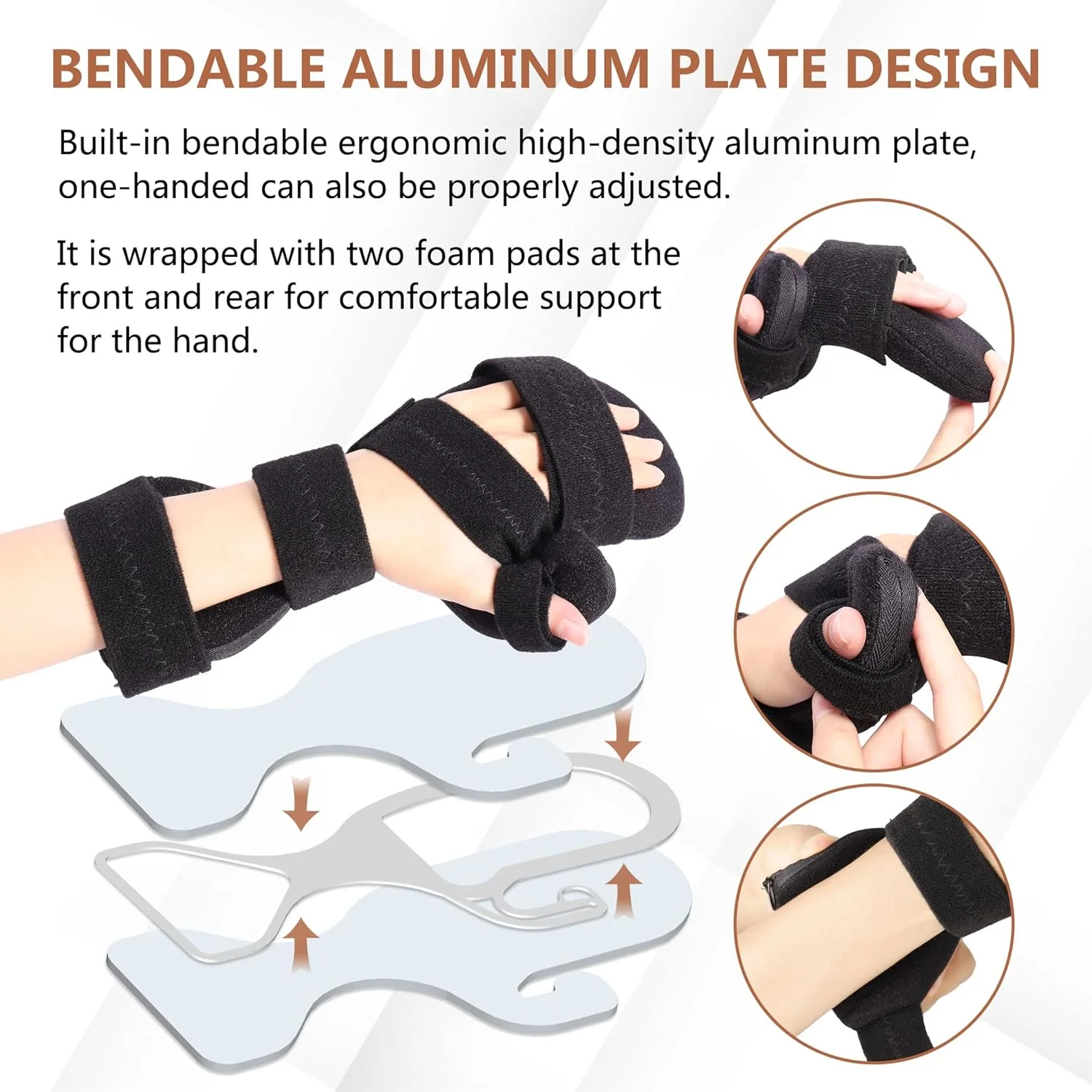 اسکورنهاو مچ بند استراحت دست، آتل نرم دست برای انقباض انگشتان، تثبیت کننده دست برای درد مچ دست ناشی از تونل کارپال، آتروفی عضلانی، آرتروز، تاندونیت، شکستگی متاکارپال