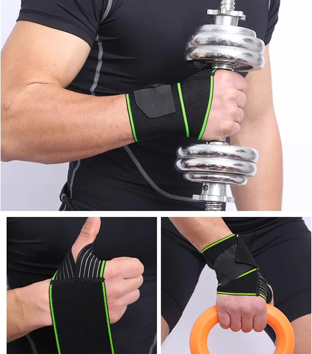 مچ بند وزنه برداری Showay Ecvv با بند الاستیک، مچ بند تونل کارپال، مچ بند ورزشی، آرتروز برای مردان، زنان، راست و چپ (سبز), Wband01, 20"