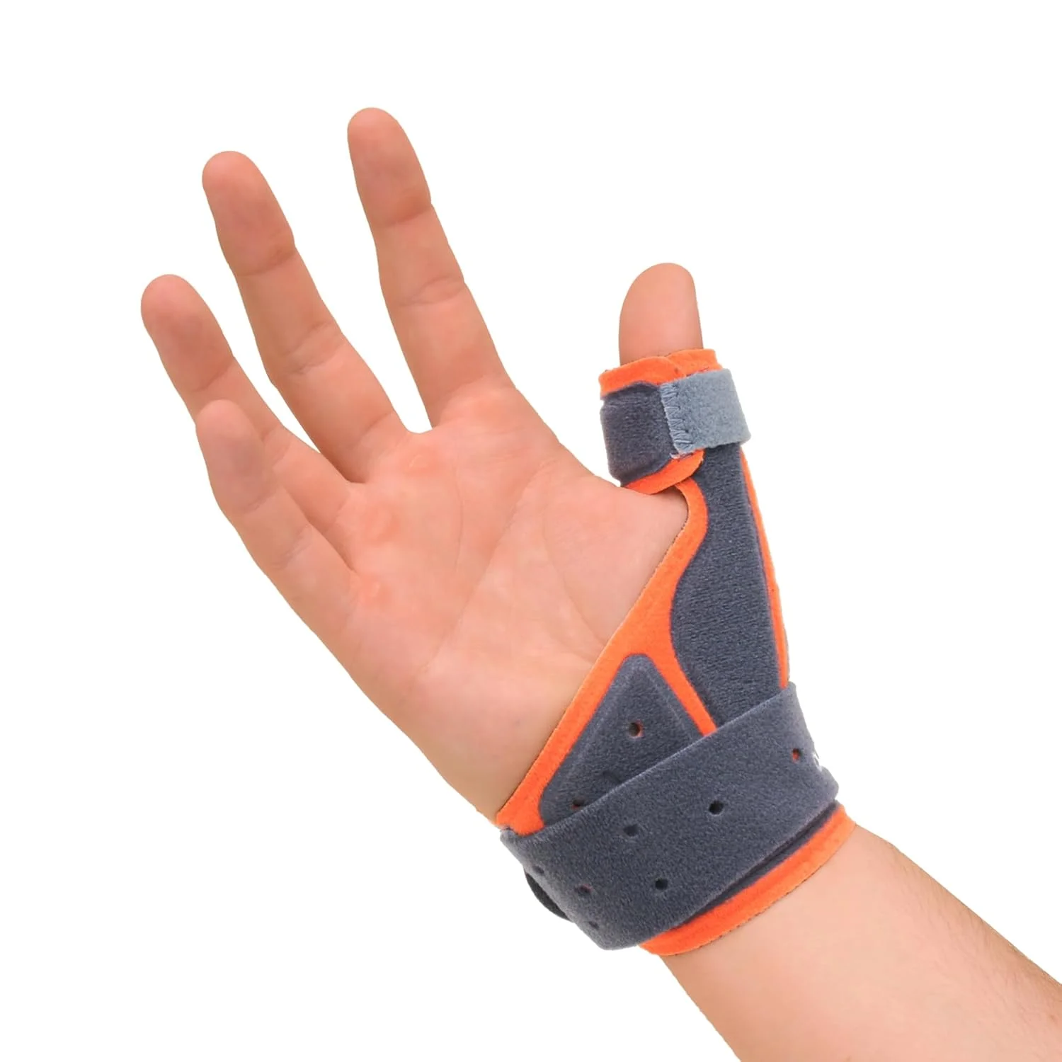 آتل بی‌حرکت کننده انگشت شست اورلیمان | پشتیبانی طبی تایید شده برای انگشت شست | قابل تنفس و تنظیم | دست چپ یا راست | تسکین درد برای آرتروز | خاکستری و نارنجی | بزرگ-خیلی بزرگ (18-22 سانتی متر)