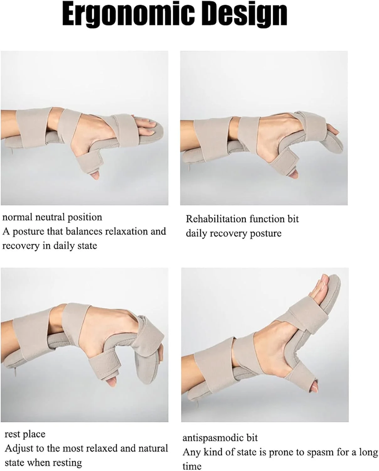 ارتز انگشت، آتل استراحت دست، بی‌حرکت کننده برای سکته مغزی، آتروفی عضلات دست، مچ و انگشتان، قابل تنظیم، راست