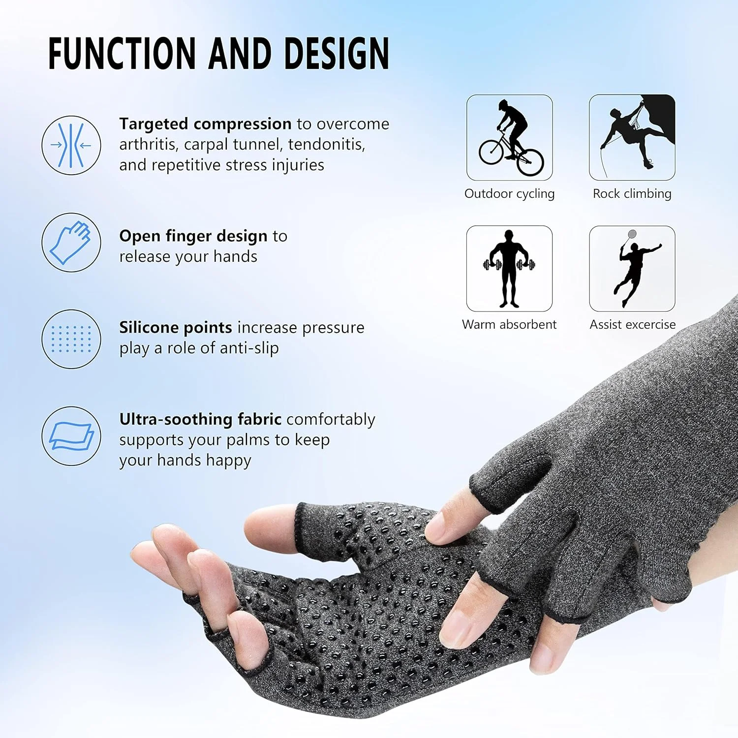 2 جفت دستکش استئوآرتریت با نوک انگشتان لمسی، دستکش فشاری برای زنان و مردان، تسکین دهنده درد آرتروز، روماتیسم، تونل کارپال و درد دست