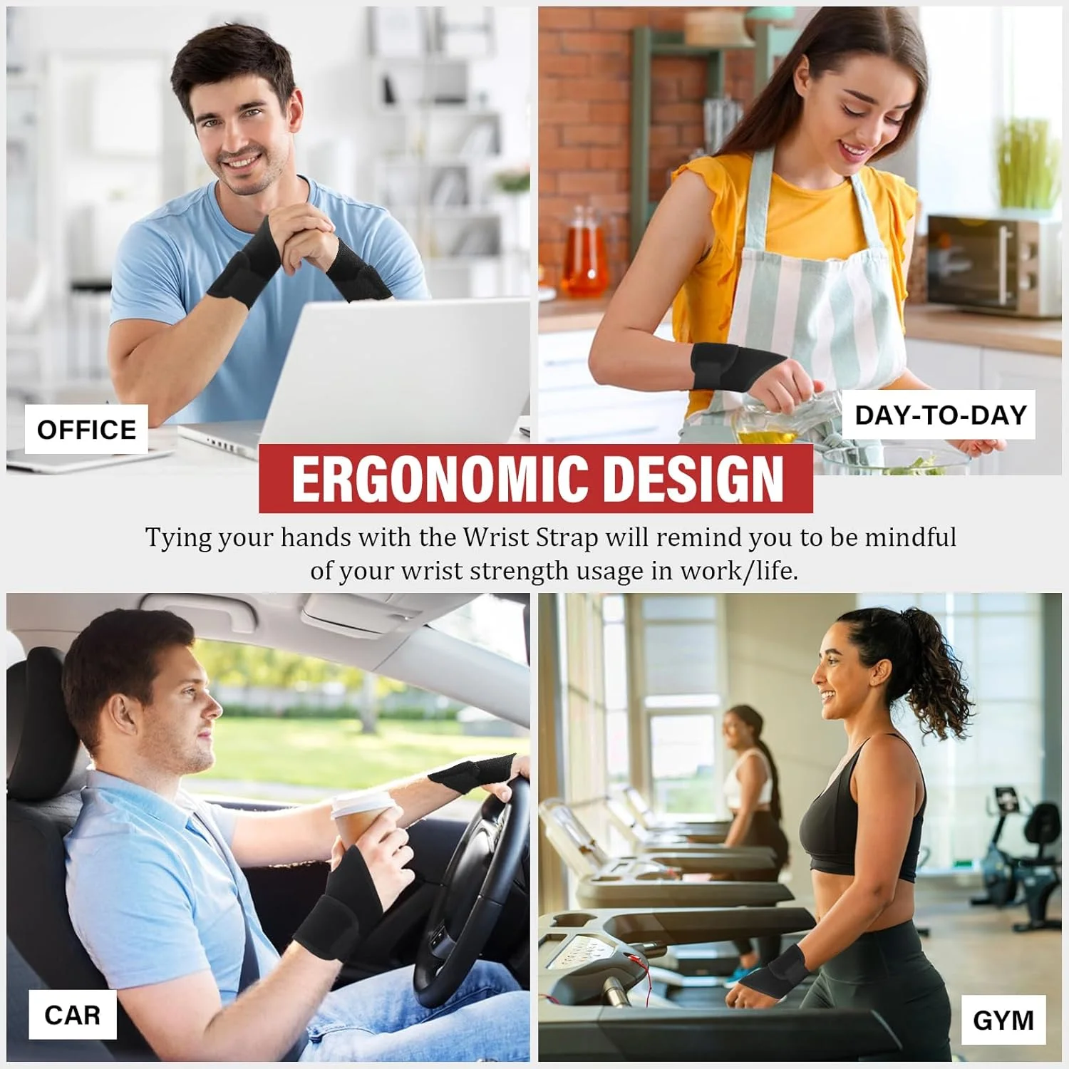 مچ بند تونل کارپال MOVGNAW، مچ بند شبانه برای تناسب اندام، وزنه برداری، قابل پوشیدن در هر مکان و قابل تنظیم، برای زنان و مردان - دست راست و چپ (2 عدد - مشکی)