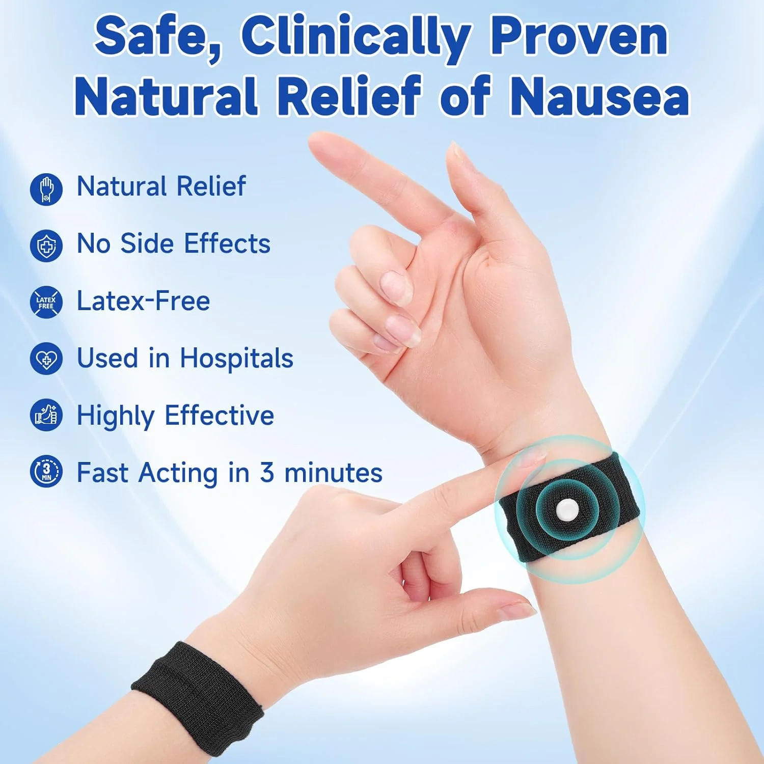 مچی بند ضد تهوع MEIYYJ، دو جفت مچی بند طب فشاری مسافرتی، مچی بند تسکین دهنده حالت تهوع برای بیماری صبحگاهی، مسافرت دریایی و ماشین گرفتگی