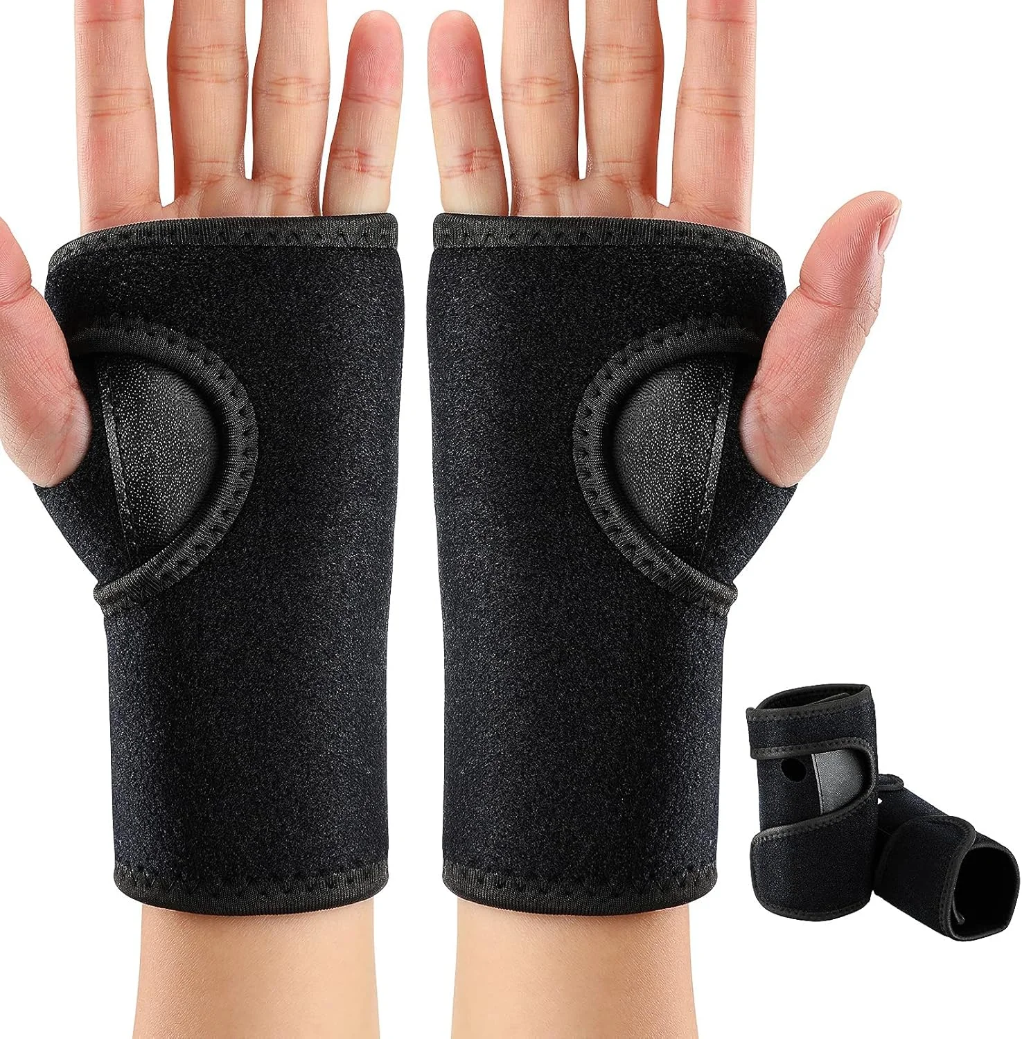 مچ بند خواب طبی MAKINGTEC، دو عددی، تثبیت کننده مچ دست، کمک به تسکین درد مچ دست و سندرم تونل کارپال، قابل تنظیم، مناسب (مشکی، مدل کلاسیک)