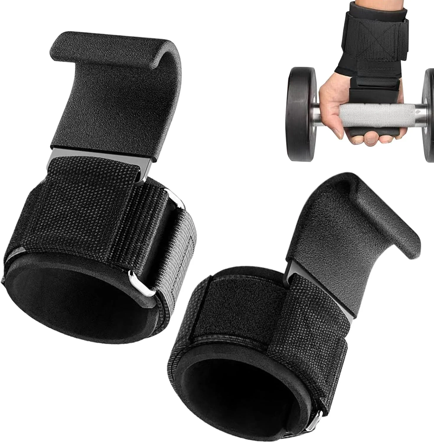 بند مچ برای وزنه برداری | قلاب های گیره بارفیکس - قلاب های مچ بند ارگونومیک پد دار برای تمرین، خانه، تمرینات قدرتی، باشگاه