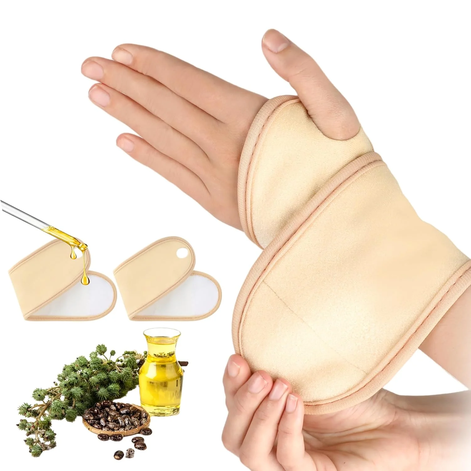 بسته 2 عددی روکش روغن کرچک قابل استفاده مجدد Lnkful برای مچ دست، روکش های مچ دست قابل تنظیم برای جلوگیری از نشت روغن کرچک، مچ بند برای یوگا، تاندونیت، آرتریت تونل کارپال، مچ بند برای درد