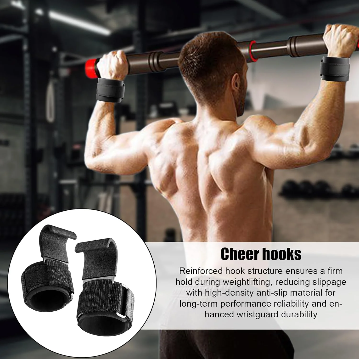 بند مچ برای وزنه برداری | قلاب های گیره بارفیکس - قلاب های مچ بند ارگونومیک پد دار برای تمرین، خانه، تمرینات قدرتی، باشگاه