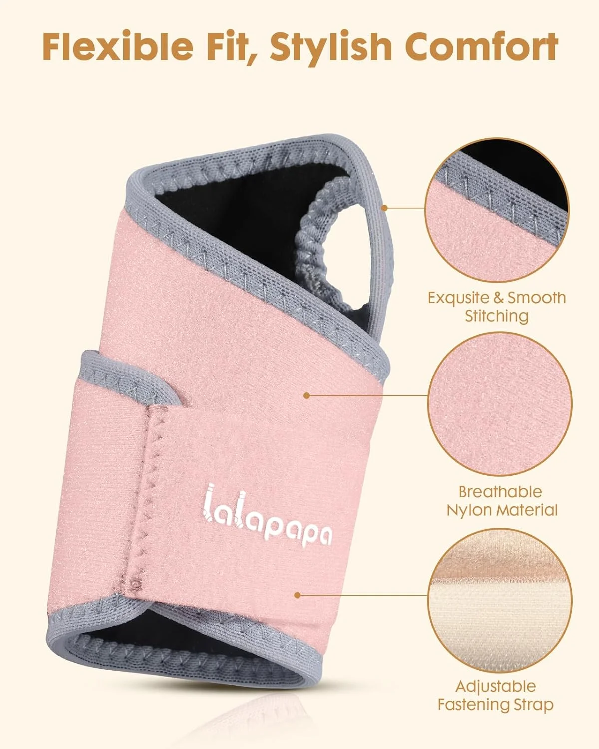 مچ بند تونل کارپال لالاپاپا برای زنان - 2 عدد مچ بند، قابل تنظیم برای هر دو دست راست و چپ، مناسب برای حمایت شبانه، تاندونیت، آرتریت، تنیس، تایپ، رگ به رگ شدن، تسکین درد، صورتی