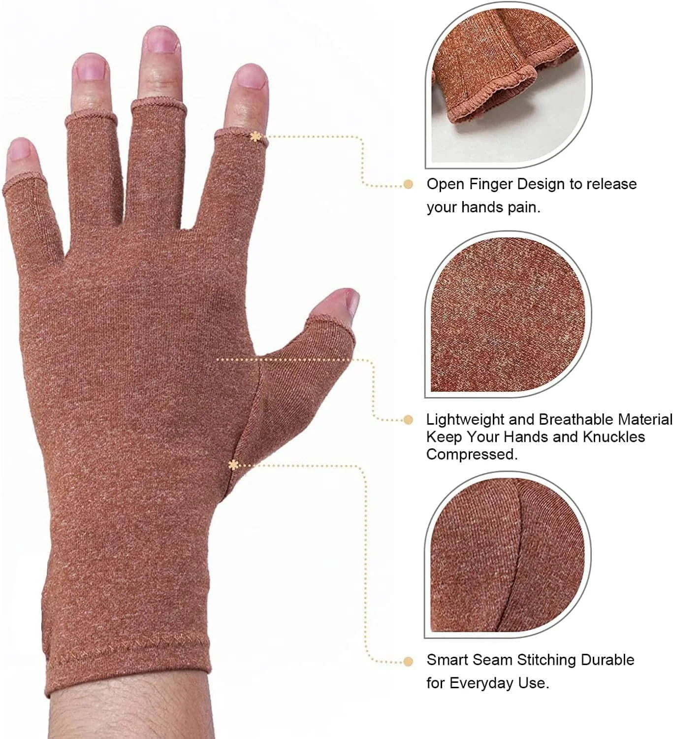 دستکش های آرتروز Joyzzz، دستکش های فشاری برای تسکین درد با طراحی بدون انگشت، پشتیبانی طبی دست برای تونل کارپال، روماتیسم مفصلی و تاندونیت، مناسب برای زنان و مردان (M)