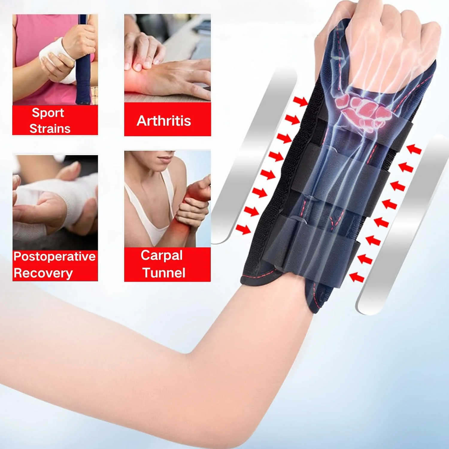 مچ بند طبی کودکانه برای سنین 8 تا 12 سال - آتل مچ و مچ بند حمایتی کودکانه، مچ بند قابل تنظیم برای رگ به رگ شدن، کشیدگی، آرتروز و تسکین درد تونل کارپال - دست چپ و راست