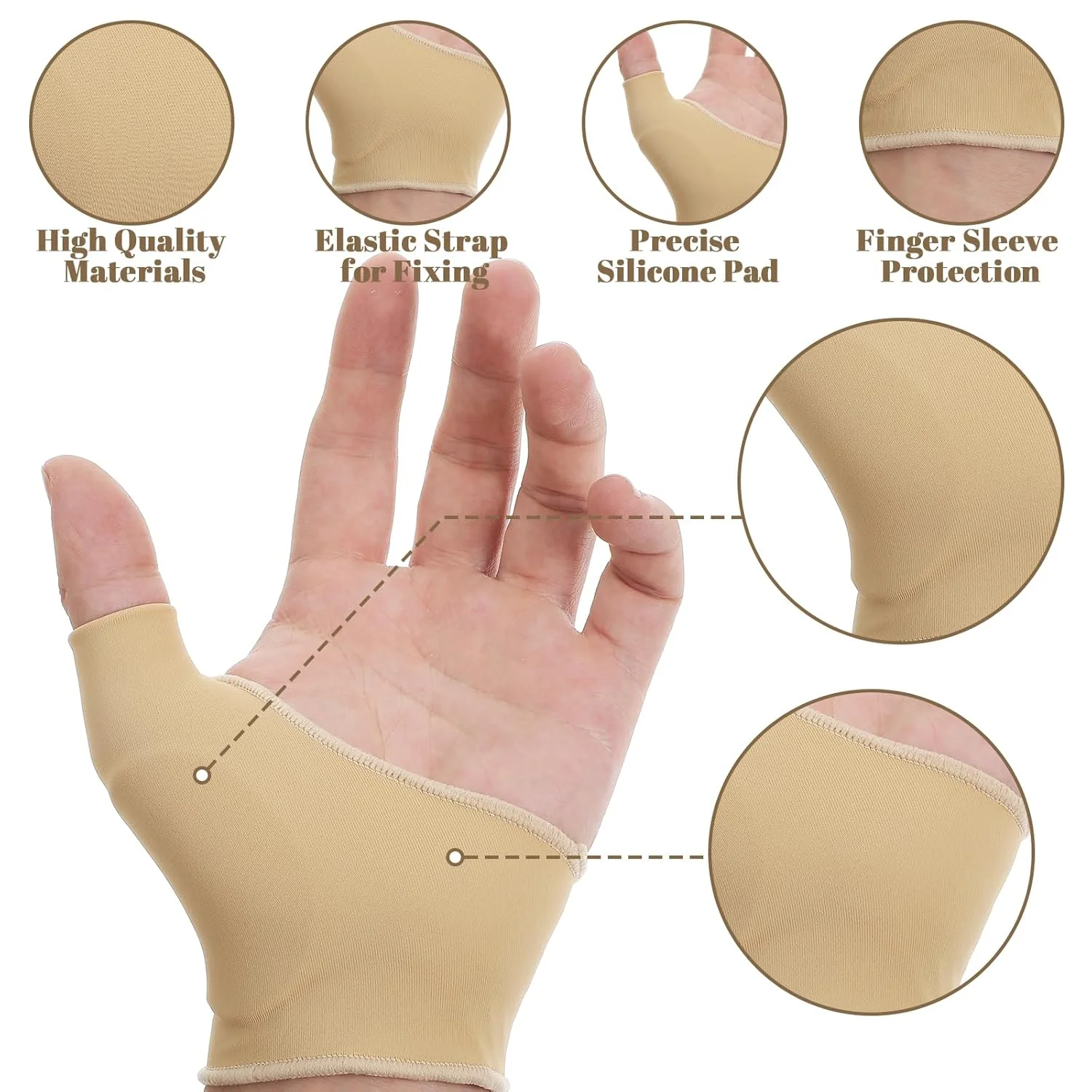 آستین فشاری مچ دست و شست Josojoou، 2 جفت، آستر دستکش آتل نرم شست، مچ بند ارگونومیک برای محافظت و تسکین درد آرتروز