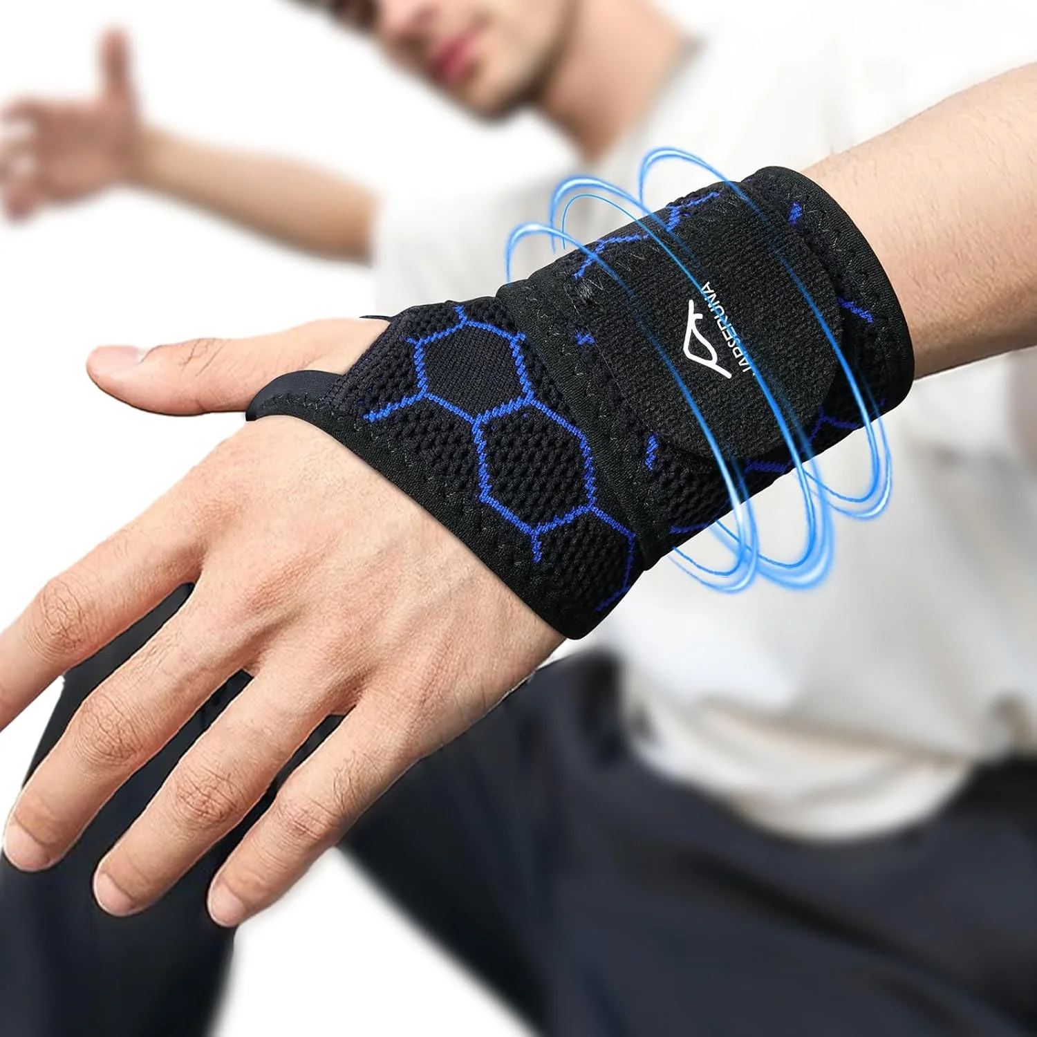 مچ بند JAPSERUNA - مچ بند از جنس میکروفیبر سه بعدی برای تسکین سندرم تونل کارپال، مچ بند فشاری برای تمرین، مچ بند قابل تنظیم مناسب دست راست و چپ