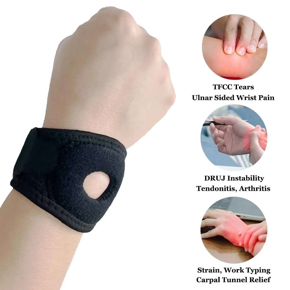 Ulnar Wrist Brace For TFCC Tears, TFCC Wrist Wrap with Soft Ring Pad for Ulnar Sided Wrist Pain, DRUJ Instability, Tendonitis, Strain, Wrist Band Support for Exercise, Sports, Fits Both Hand (S/M)