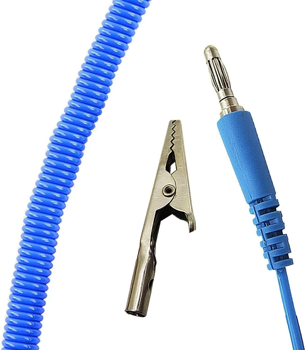 RIV International 2 Pcs Pack Anti Static Wrist Strap, ESD Anti Shock Wristband Bracelet, with Adjustable Coiled Cord, Alligator Clip