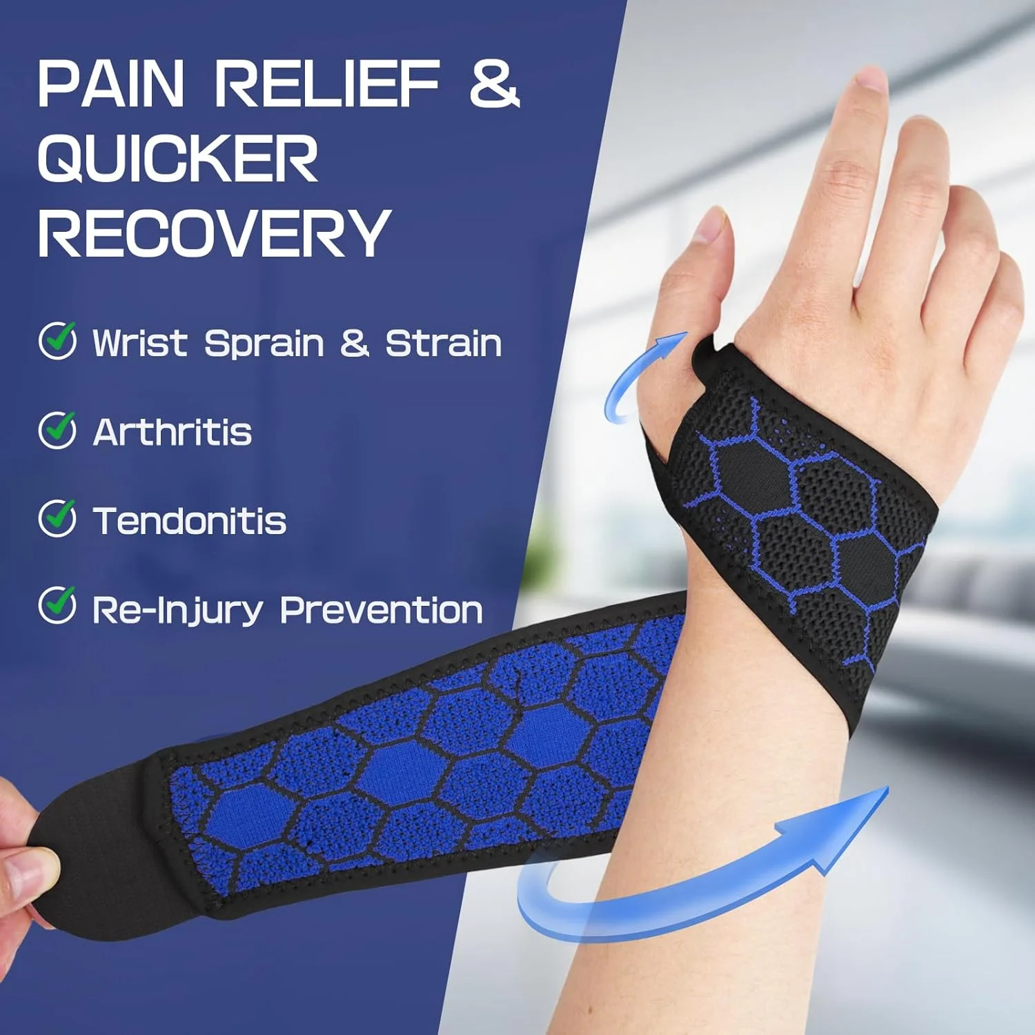 مچ بند JAPSERUNA - مچ بند از جنس میکروفیبر سه بعدی برای تسکین سندرم تونل کارپال، مچ بند فشاری برای تمرین، مچ بند قابل تنظیم مناسب دست راست و چپ