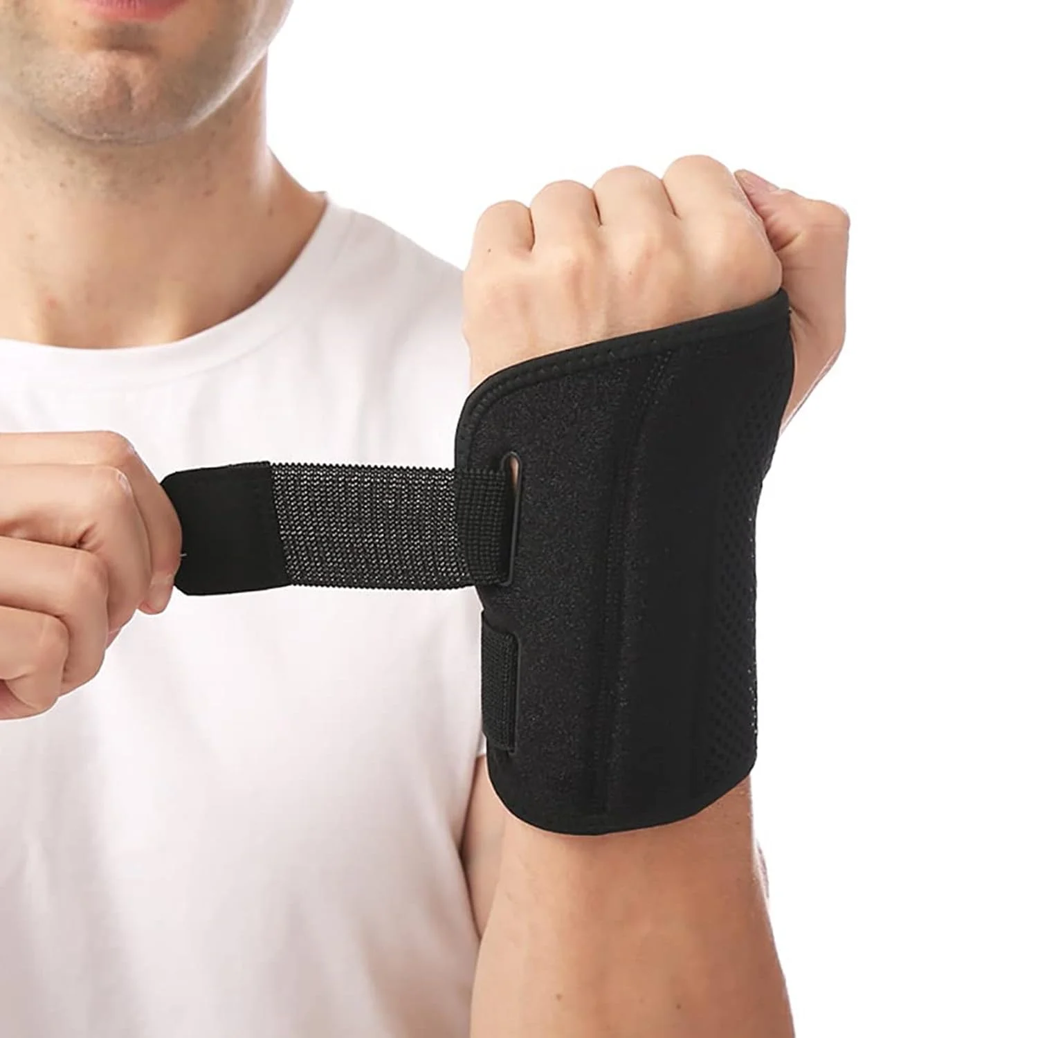 مچ بند تونل کارپال JCZD برای مردان و زنان، آتل حمایتی درمانی روز و شب برای تسکین آرتریت، مچ دست، بازو، انگشت شست و درد دست، بندهای قابل تنظیم (دست چپ-مشکی، بزرگ/خیلی بزرگ)