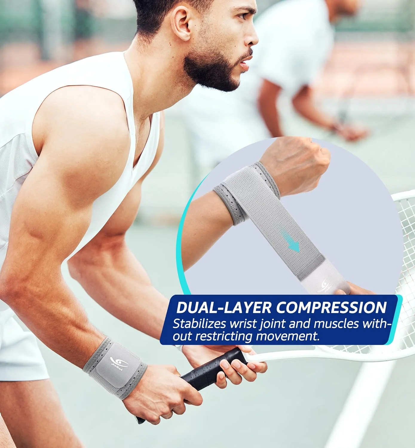 مچ بند HiRui (2 عدد) - فشار قابل تنظیم برای تسکین درد مچ دست ناشی از سندرم تونل کارپال، آرتروز، تاندونیت و رگ به رگ شدن | مچ بند برای هر دو دست، ایده آل برای ورزش و تمرینات بدنسازی (خاکستری)