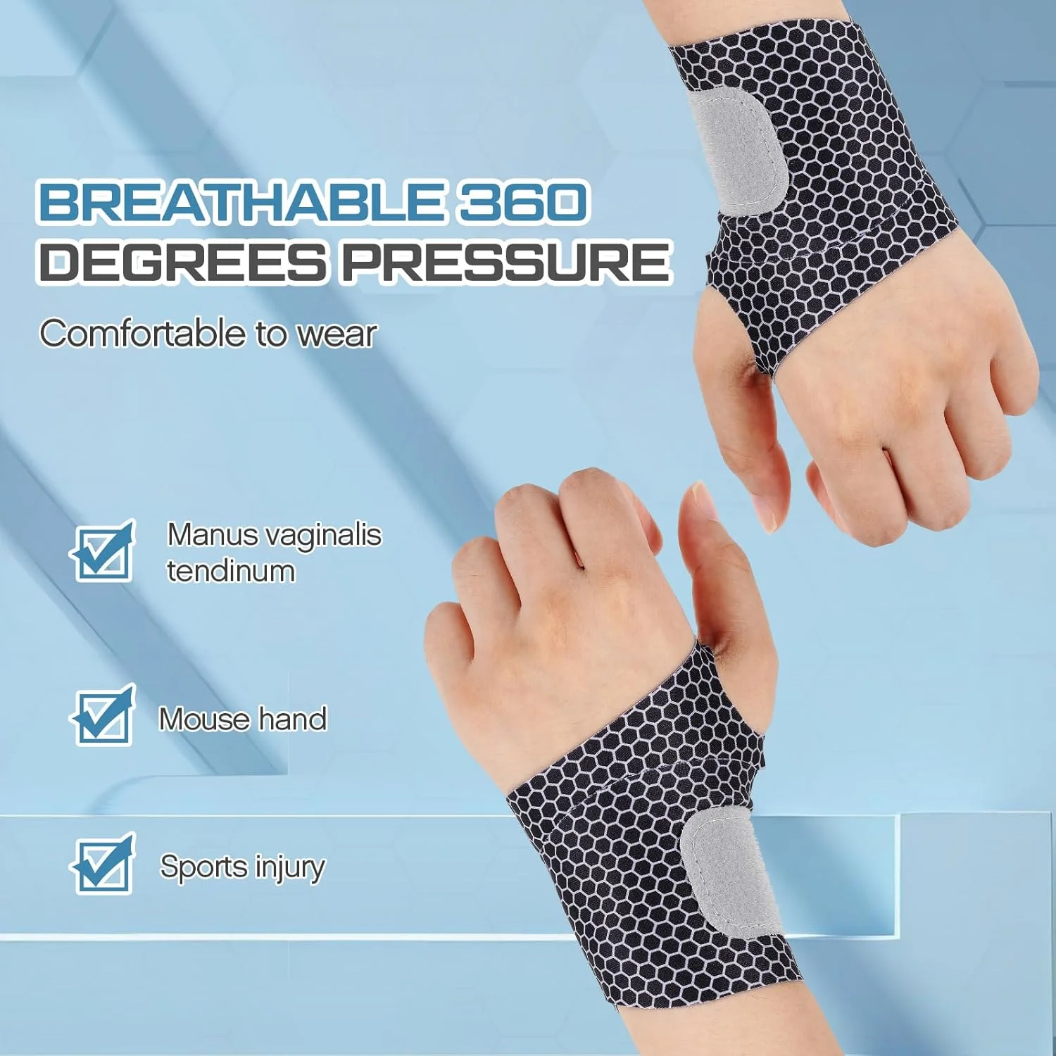 گایسریلی 4 عدد مچ بند فوق العاده نازک، پشتیبانی فشاری مچ دست، باندهای الاستیک قابل تنظیم و تنفسی برای تسکین درد تونل کارپال، آرتروز، تاندونیت، دست راست و چپ، مردان و زنان (مشکی)