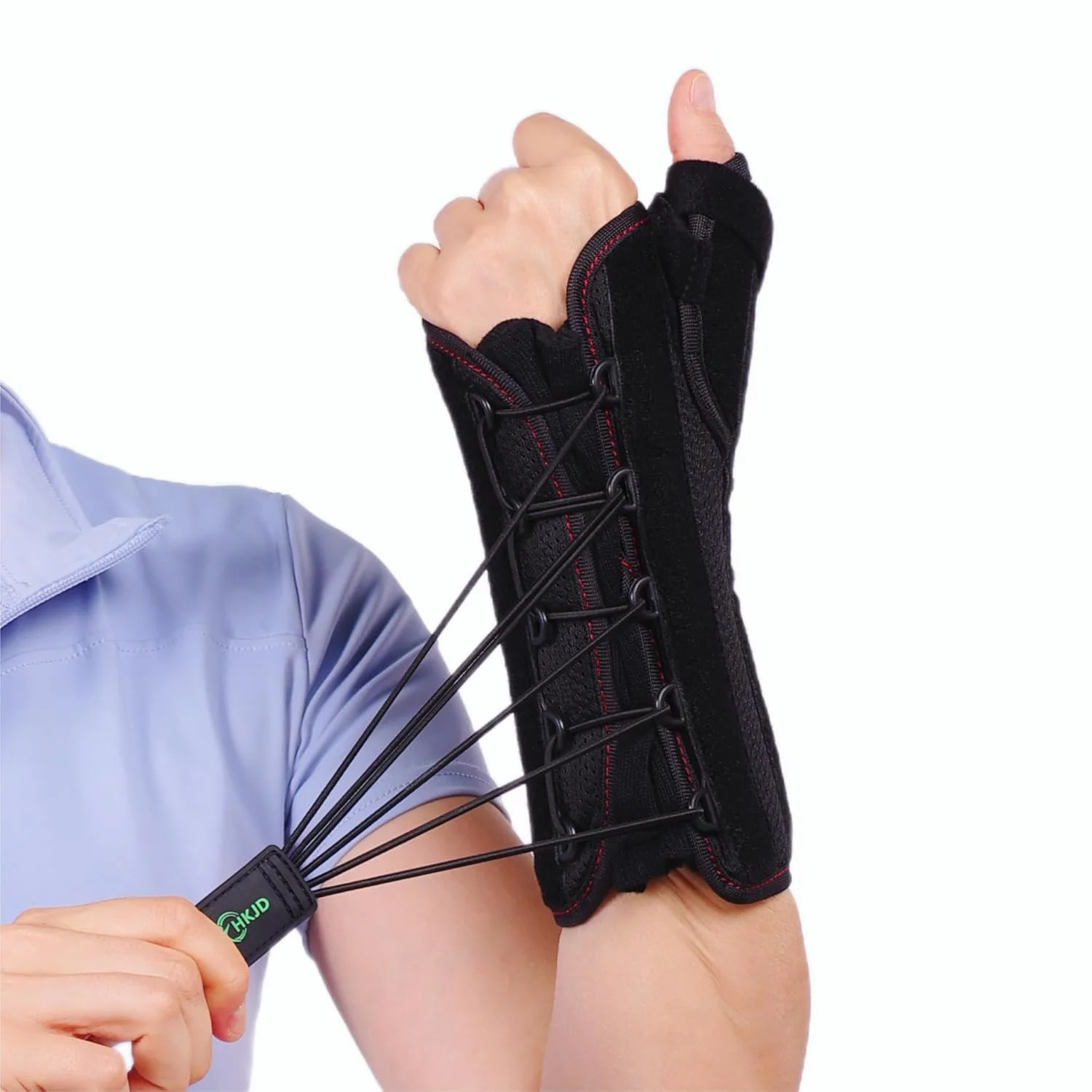 مچ بند HKJD با پشتیبانی از شست - مچ بند شب و روز تونل کارپال برای مردان و زنان، آتل انگشت شست قابل تنظیم برای دست چپ یا راست، برای بیماری دکوروان، تاندونیت، تسکین درد آرتریت (چپ)