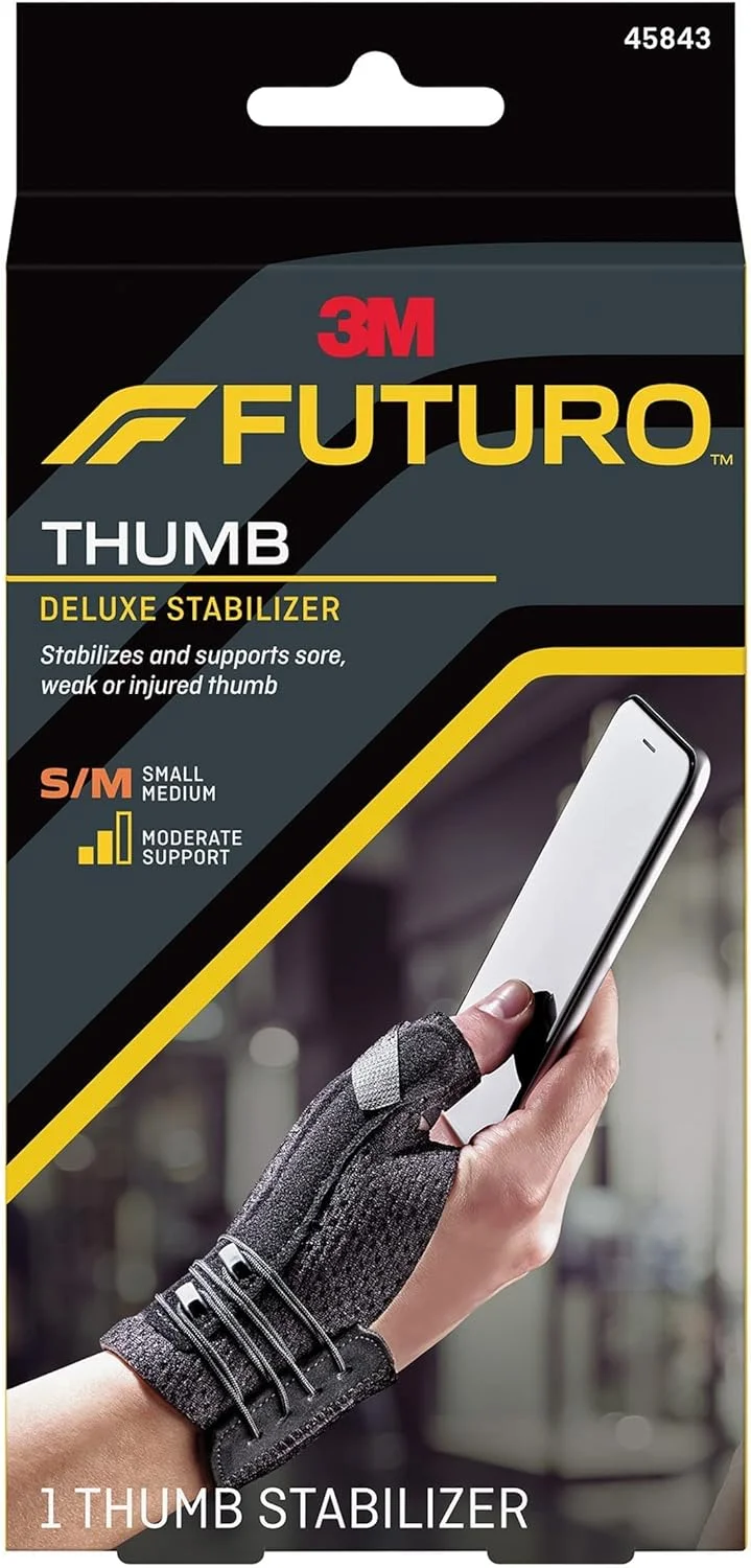 تثبیت کننده انگشت شست فوتورو دلوکس، سایز کوچک/متوسط، 1 عدد در بسته | رنگ خاکستری تیره | 45843ENR | تثبیت و پشتیبانی از انگشت شست دردناک، ضعیف یا آسیب دیده | پشتیبانی متوسط