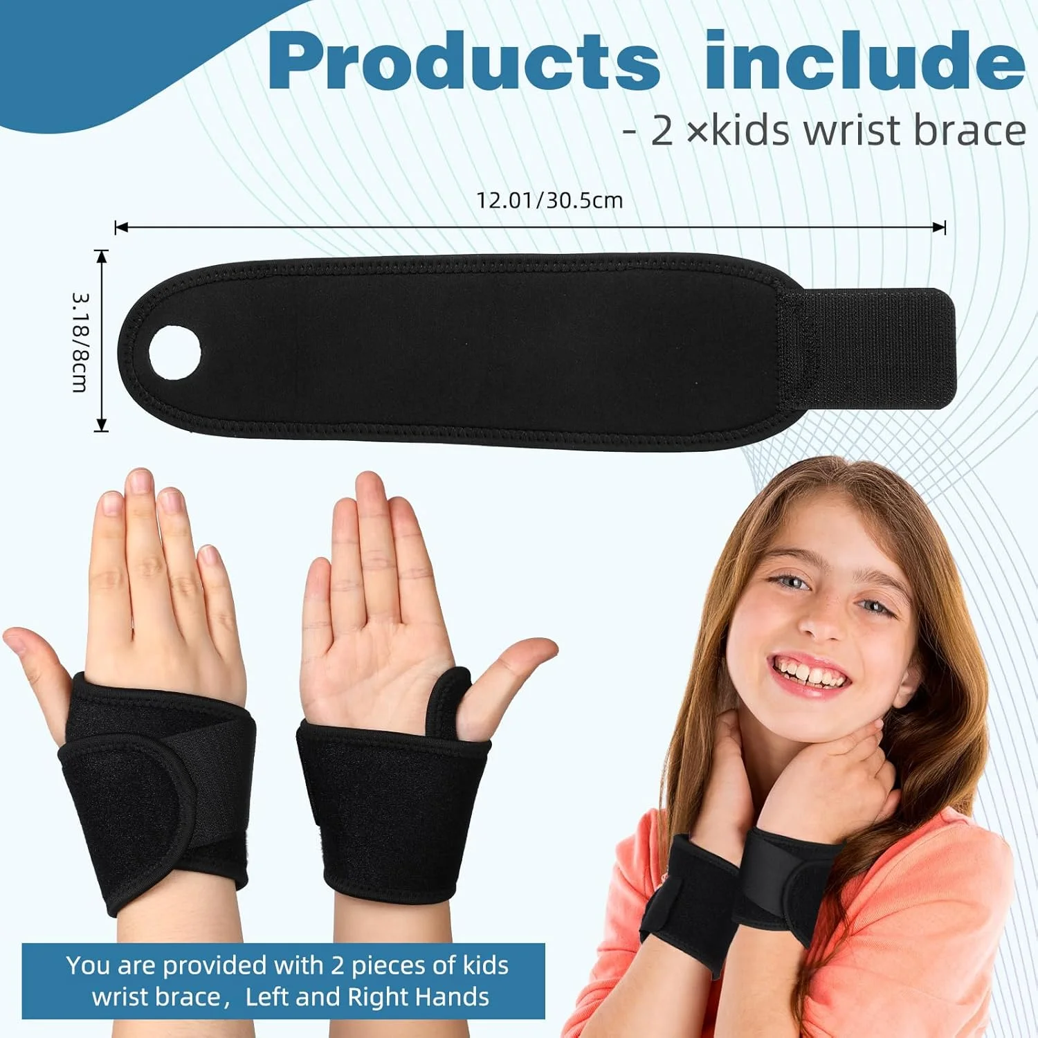 مچ بند طبی گایسریلی برای کودکان و نوجوانان، مناسب برای سندرم تونل کارپال، رنگ مشکی، با بندهای فشاری قابل تنظیم، مناسب برای ورزش و خواب (2 عدد)