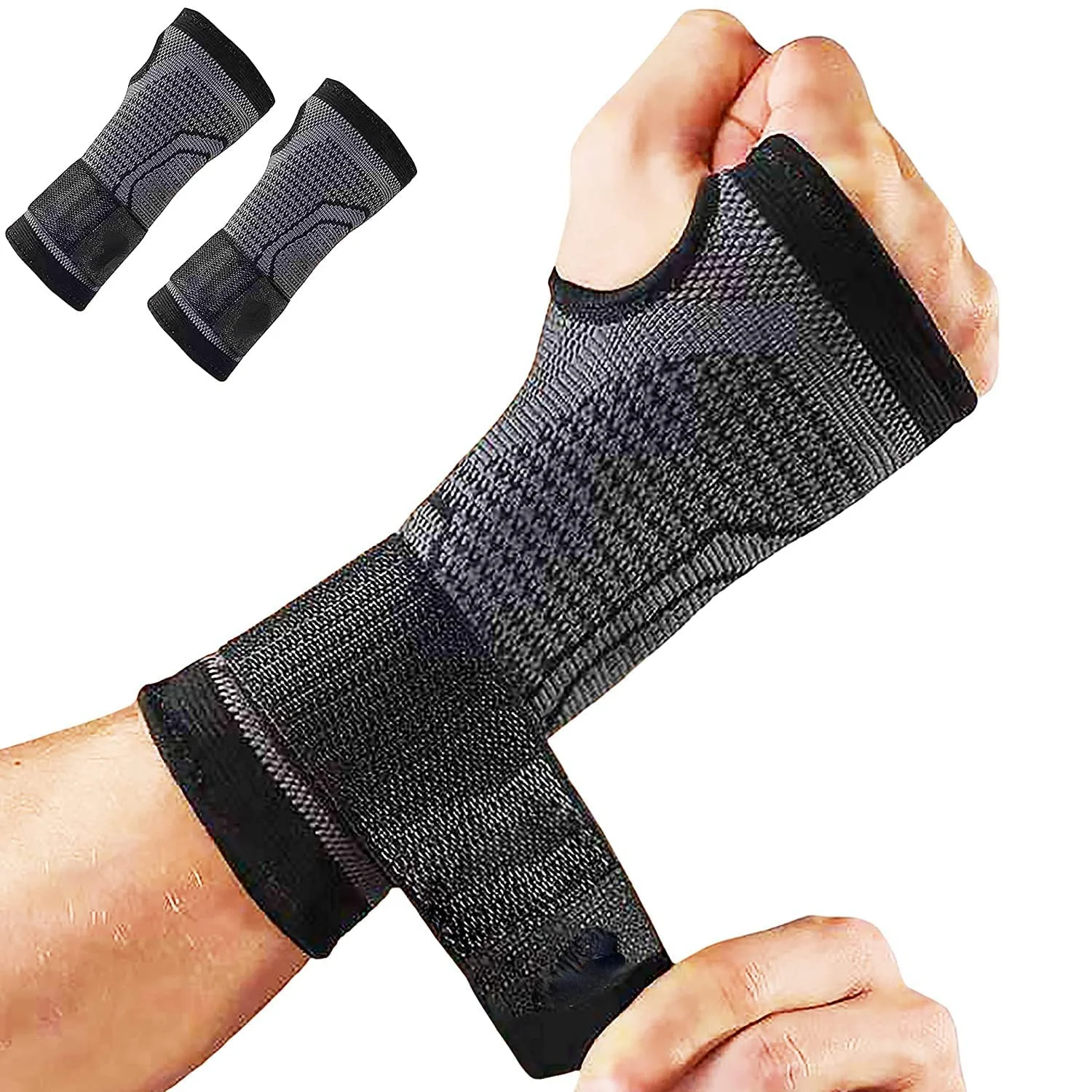 بسته 2 عددی مچ بند FDTY، مچ بند، آستین فشاری دست برای تناسب اندام، وزنه برداری، MTB، تاندونیت، رگ به رگ شدن، بهبودی، سندرم تونل کارپال، آرتروز، تسکین درد (متوسط)