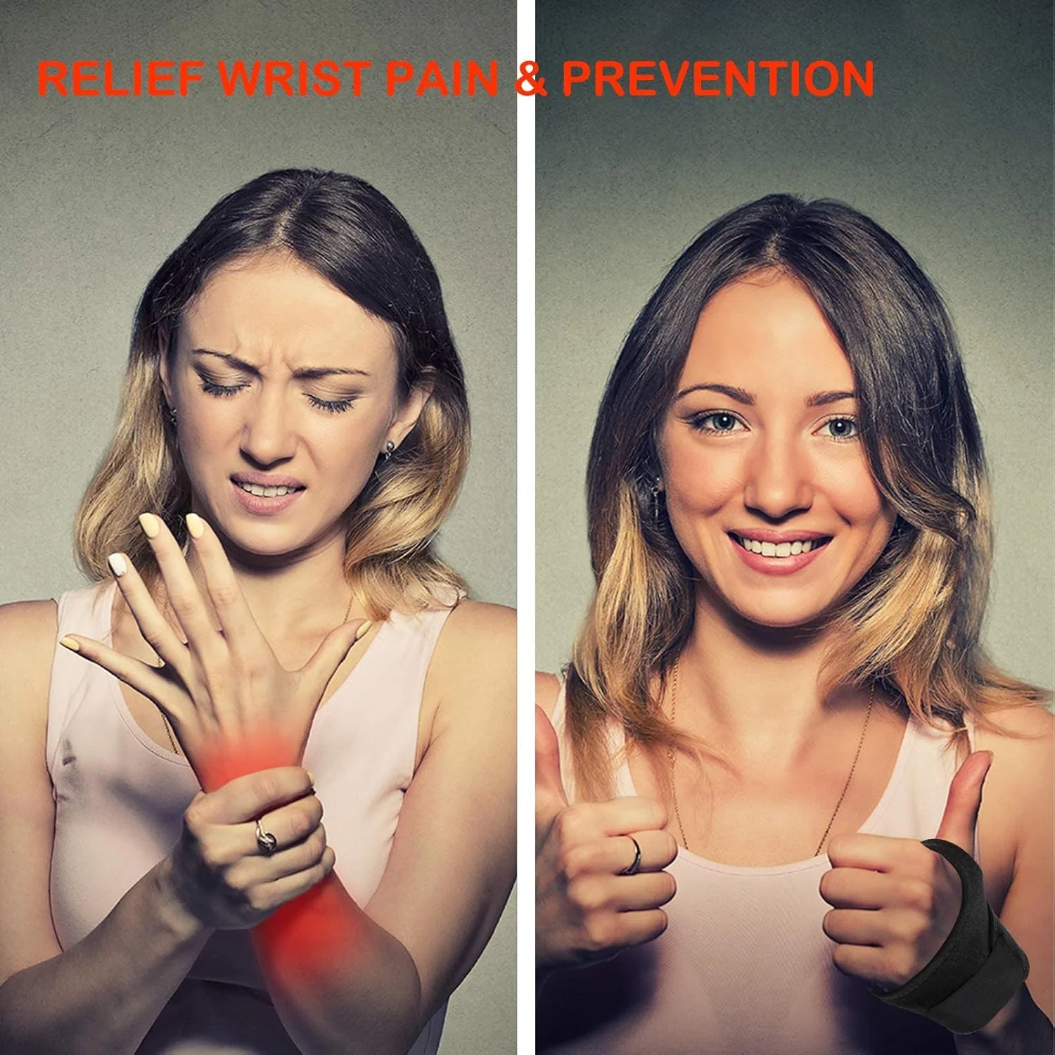 مچ بند تونل کارپال FDTY برای تاندونیت و آرتریت، ساپورت مچ دست با قابلیت تنظیم فشردگی با یک دست برای تسکین ناراحتی - دارای آستر راحت، مناسب برای هر دو دست (2 عدد)