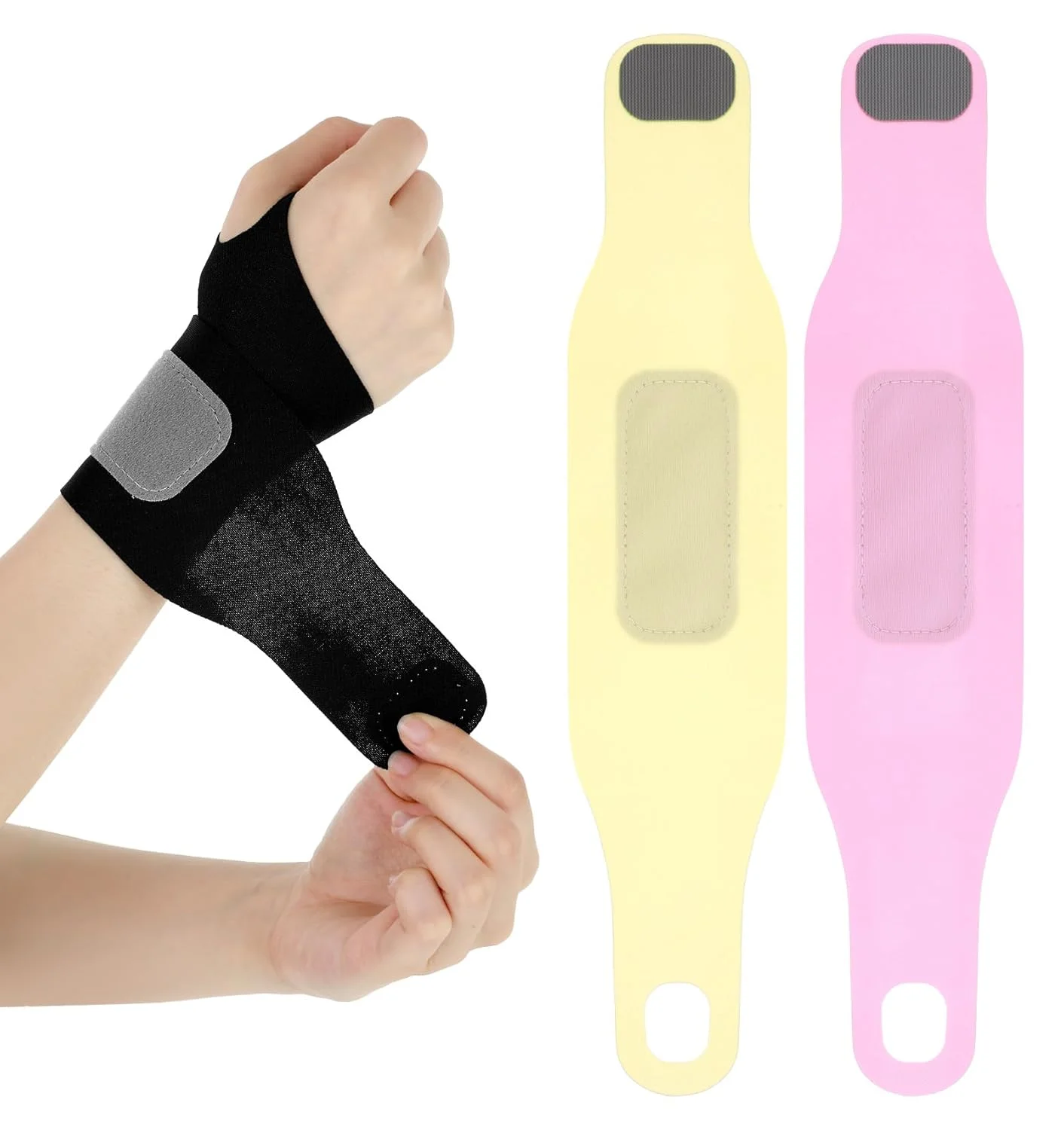 مچ بند نازک، بسته 3 عددی مچ بند تونل کارپال دست راست و دست چپ، محافظ مچ الاستیک با فشار با بند قلاب و حلقه مناسب برای ورزش، تنیس، فوتبال، قلاب بافی (چند رنگ)