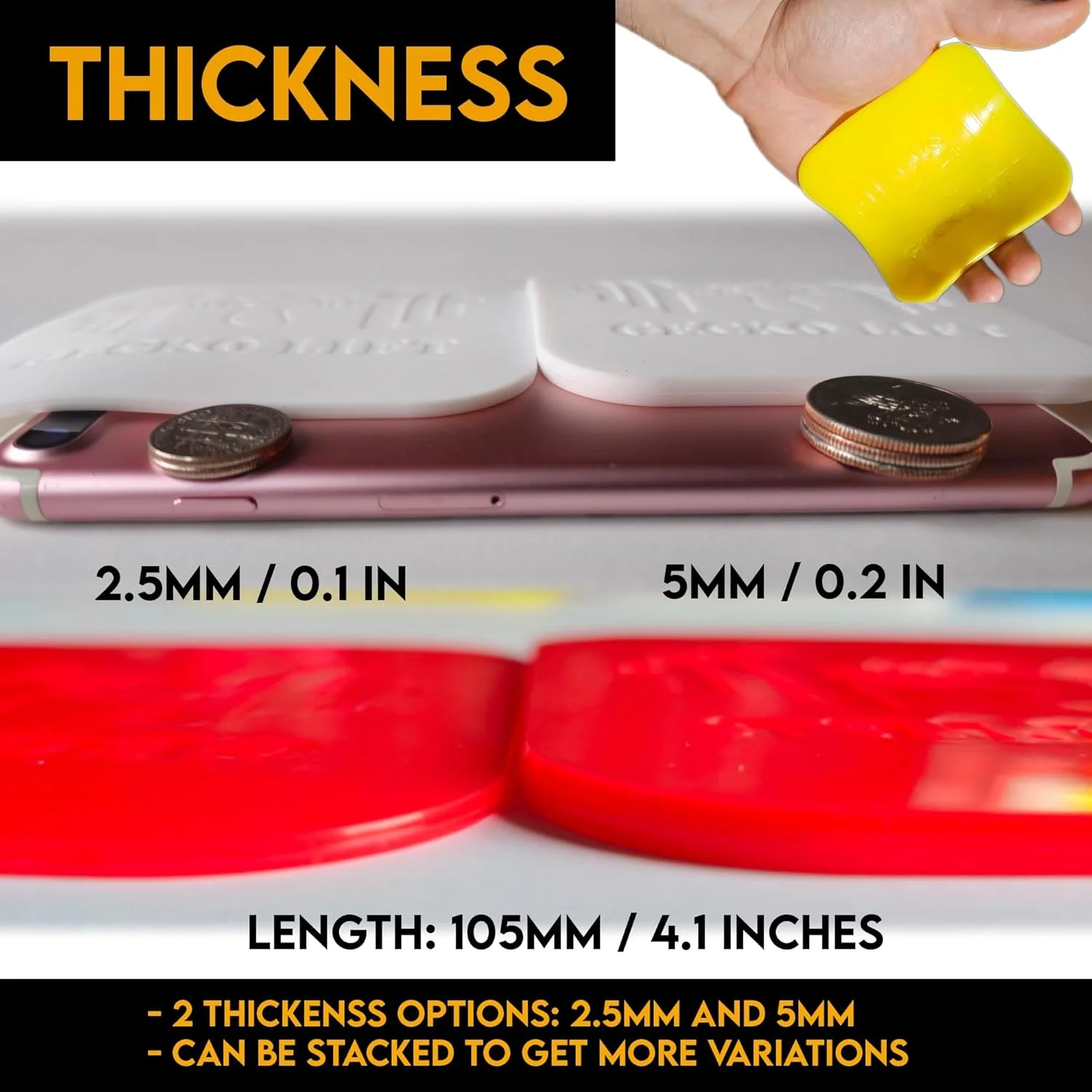 پدهای سیلیکونی ممتاز GECKO LIFT، ضخیم، نرم، ضد لغزش و ضد تعریق، بهترین جایگزین دستکش وزنه برداری، 10x10 سانتی متر (2 عدد)