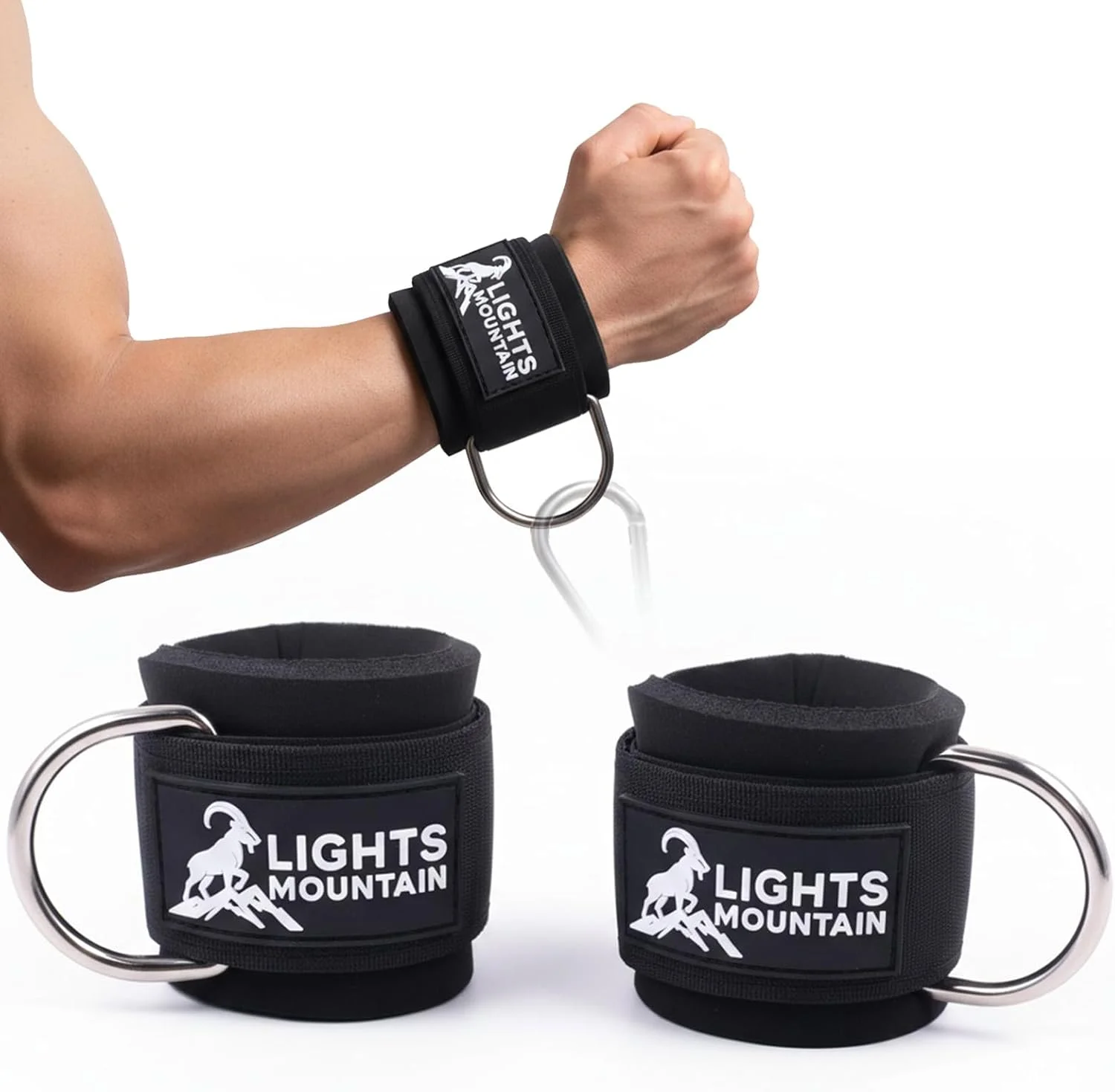 بند مچی Lights Mountain با حلقه D لغزنده - بندهای نئوپرن قابل تنظیم برای تمرینات دستگاه سیم کش و تجهیزات تمرین قدرتی برای پشتیبانی مچ دست