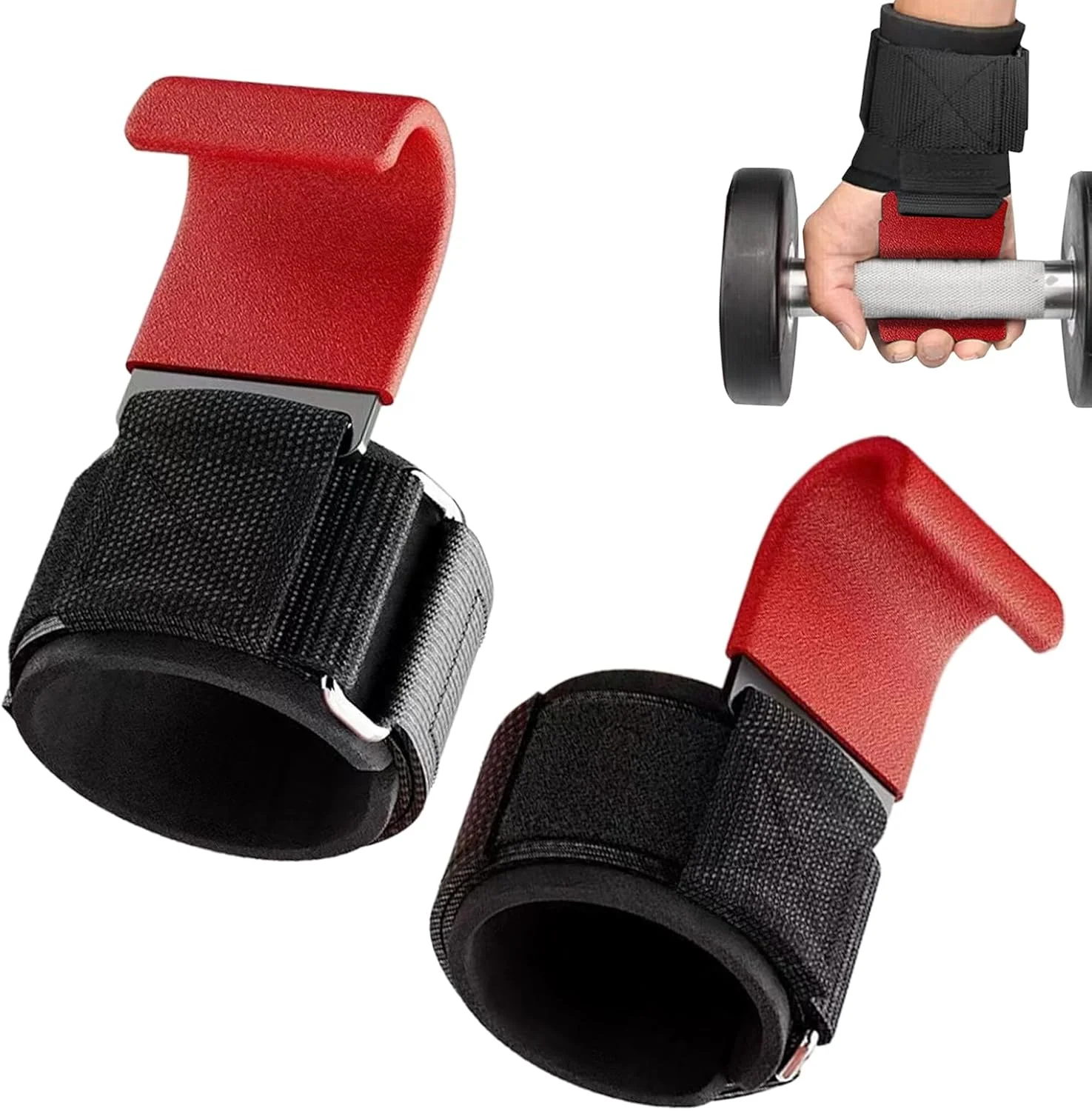مچ بند بدنسازی، قلاب لیفت دستگیره - مچ بند ارگونومیک پد دار با قلاب برای تمرین، خانه، تمرینات قدرتی، باشگاه