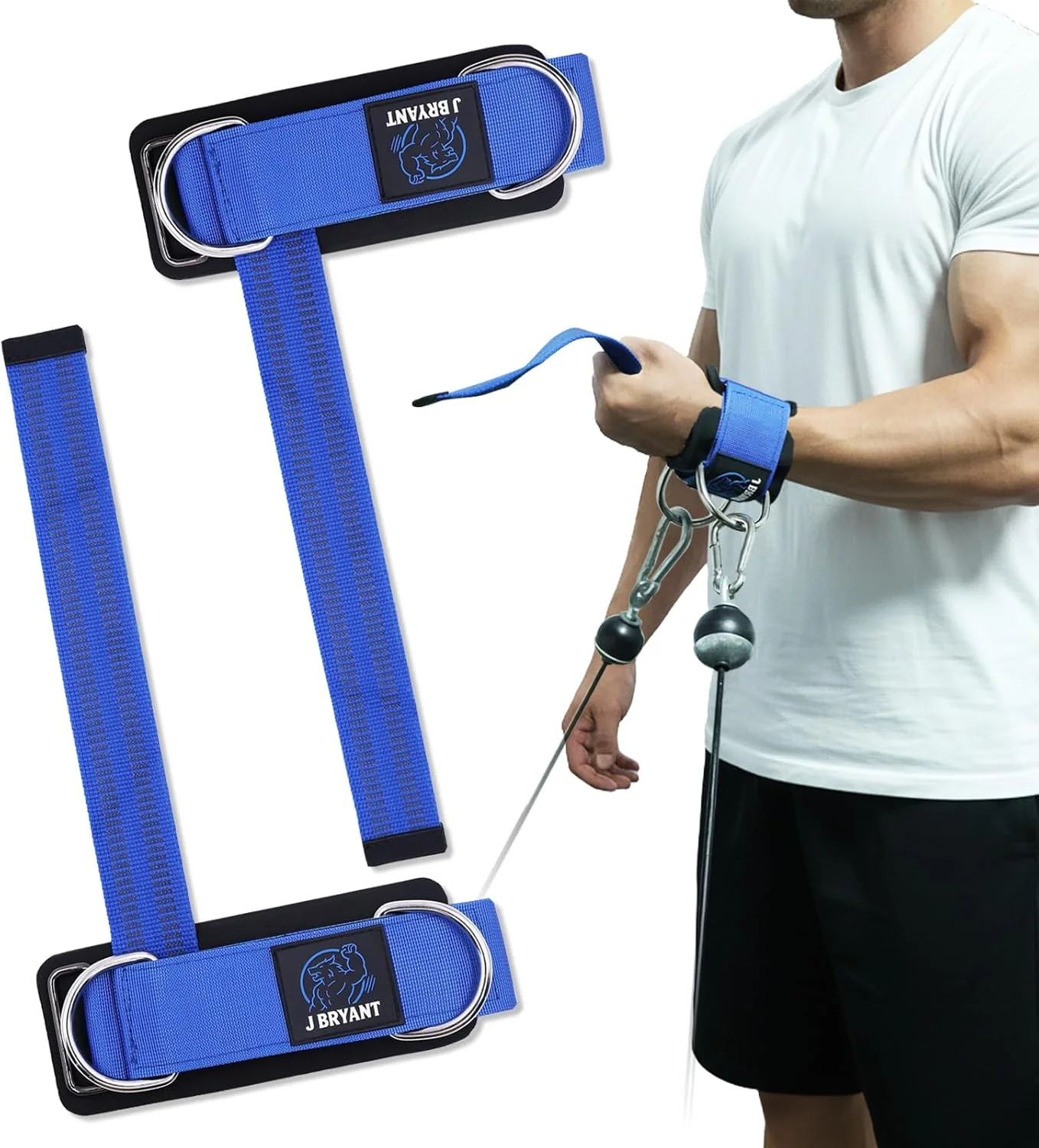 Wrist Cuffs Weight Lifting Straps with Sliding Dual D-Rings – Adjustable Wrist Support for Cable Machine & Arm Training