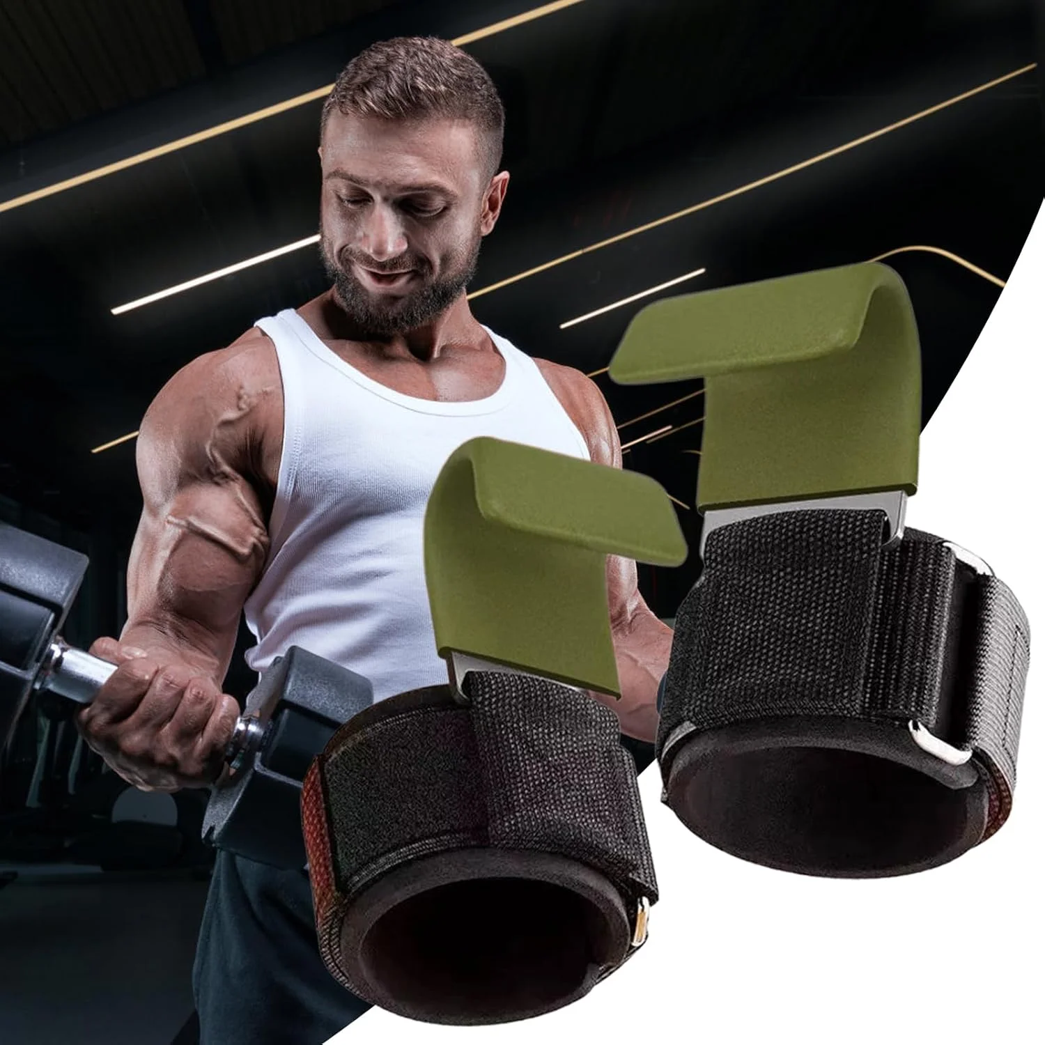 بند مچ بدنسازی، قلاب های گیره ای، بند مچ پد دار ارگونومیک برای تمرین، خانه، تمرینات قدرتی، باشگاه