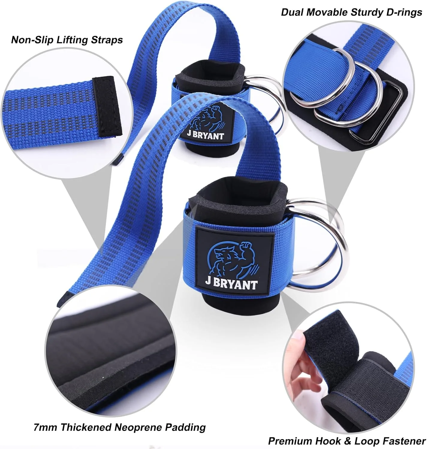 Wrist Cuffs Weight Lifting Straps with Sliding Dual D-Rings – Adjustable Wrist Support for Cable Machine & Arm Training