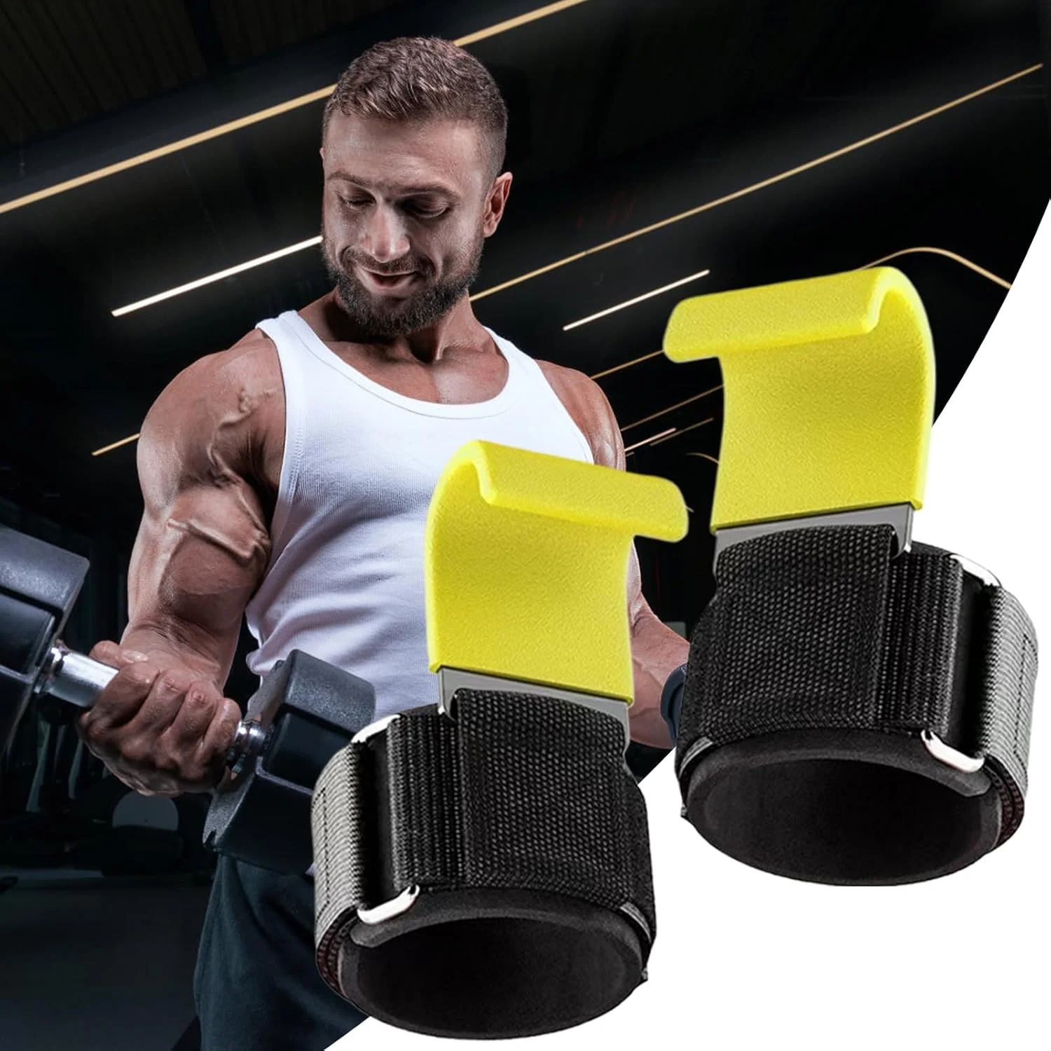 مچ بند وزنه برداری - قلاب های گیره بدنسازی | مچ بند ارگونومیک پد دار برای تمرین، خانه، تمرینات قدرتی، باشگاه