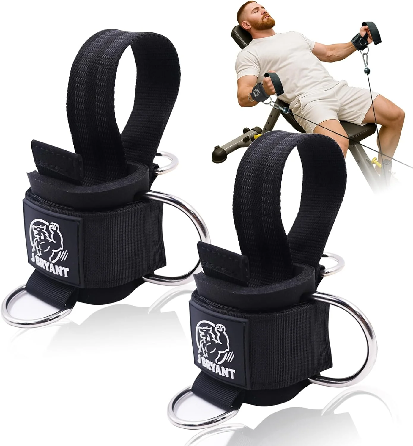 Adjustable Wrist Cuffs with Multiple D-Rings, Weight Lifting Straps for Cable Machines, Strength Training, Fitness & Bodybuilding