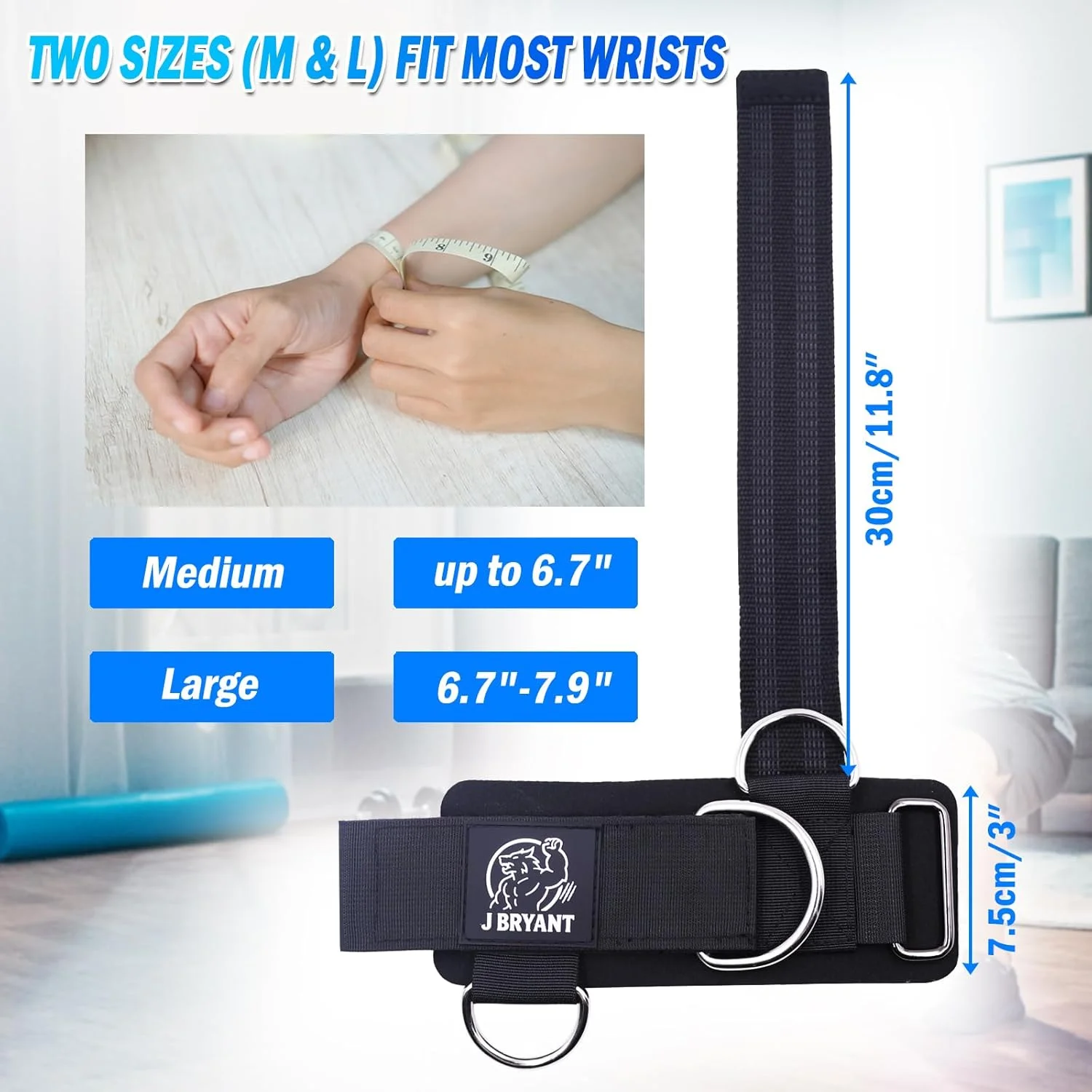 Adjustable Wrist Cuffs with Multiple D-Rings, Weight Lifting Straps for Cable Machines, Strength Training, Fitness & Bodybuilding Adjustable Wrist Cuffs with Multiple D-Rings, Weight Lifting Straps for Cable Machines, Strength Training, Fitness & Bodybuilding