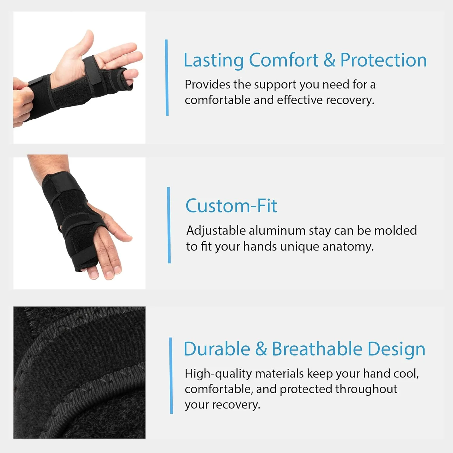 Ovation Medical Boxer Splint - Adjustable Hand and Finger Splint for Metacarpal, Ulnar Gutter and Radial Gutter Fractures - Lightweight, Padded, Immobilizing Hand Brace (Right)