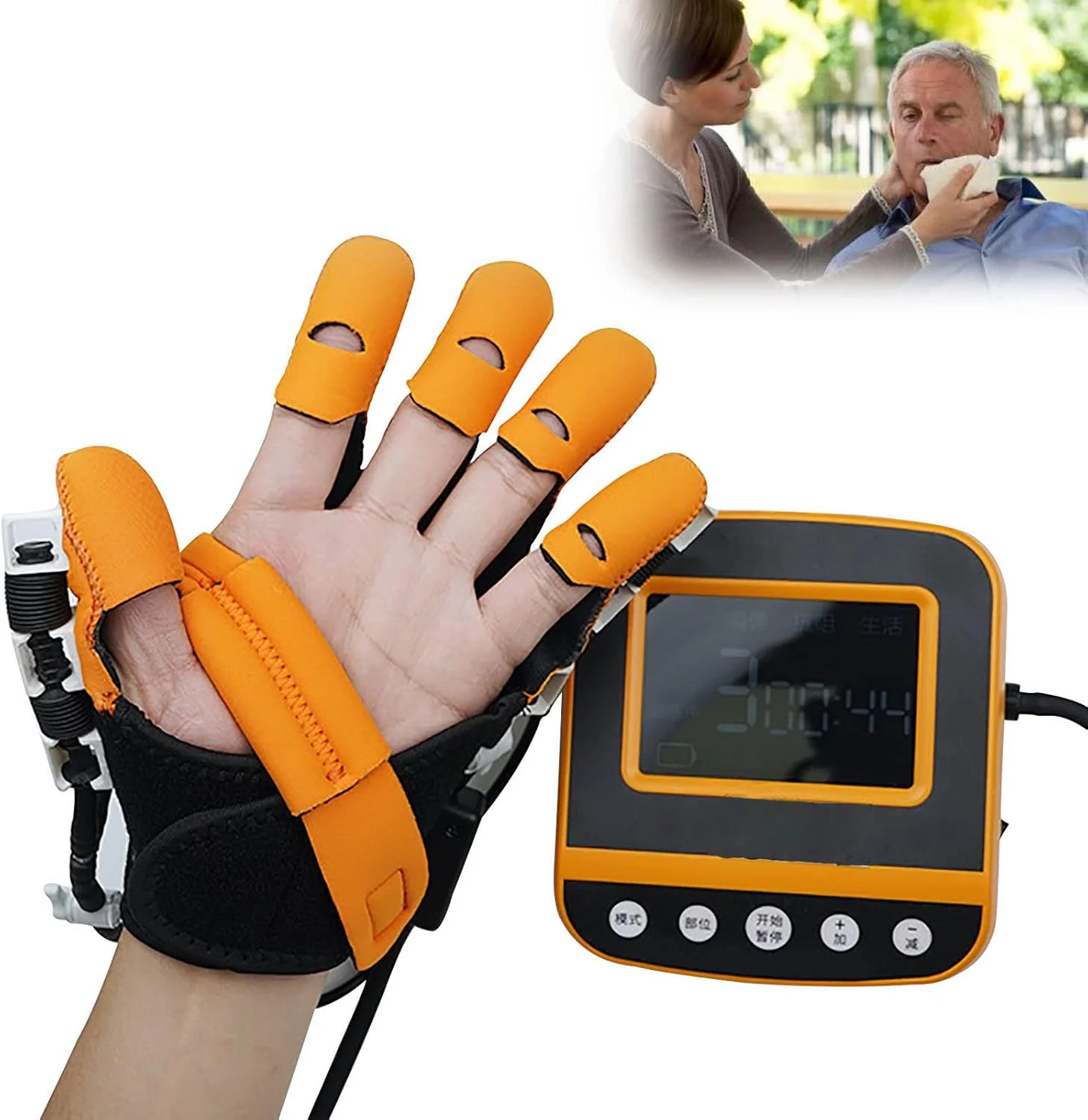 دستکش ربات توانبخشی JIKWME اسکلت بیرونی آموزش دستی سکته مغزی تجهیزات توانبخشی همی پلژی آتل دست نرم برای انقباض خمشی (راست، XL)