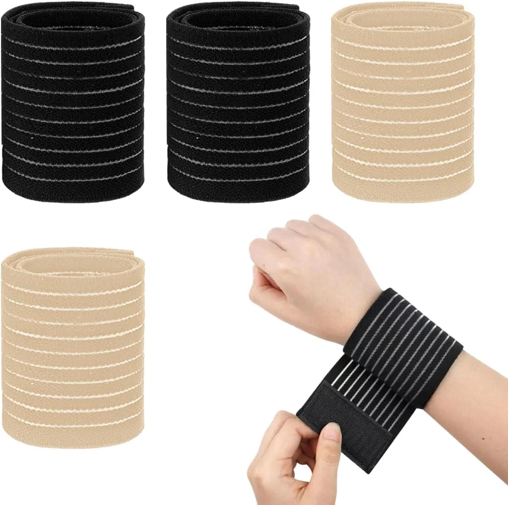 مچ بند کشی الاستیک SGERUFZ، بسته 4 عددی، با بندهای تنفسی، مشکی و رنگ بدن، مناسب برای باشگاه، تنیس و تمرینات قدرتی، унисекс