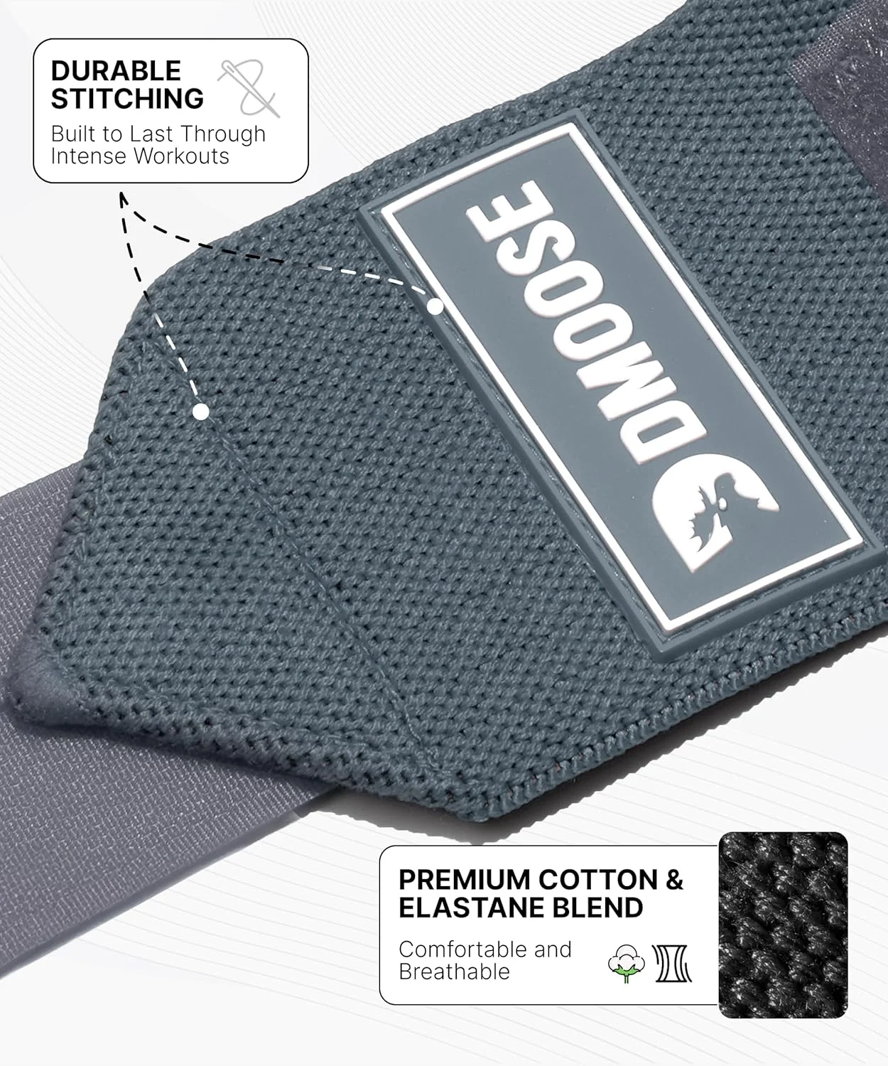 مچ بند وزنه برداری DMoose Fitness، 18 اینچ - مچ بند باشگاهی سنگین با حلقه انگشت شست برای حمایت و تسکین درد، بند مچ وزنه برداری مورد تایید USPA برای مردان و زنان (خاکستری تیره)