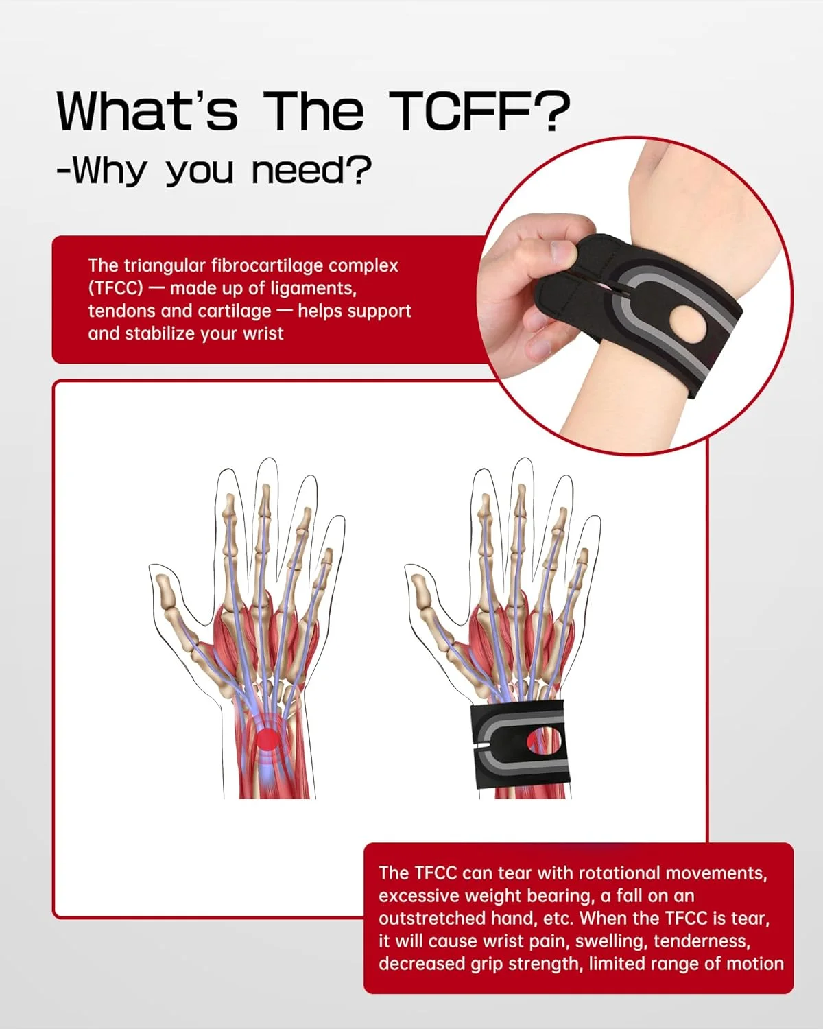 مچ بند جافیک برای تسکین درد تونل کارپال، کمک به خواب و پشتیبانی در تمرینات ورزشی برای مردان و زنان، تاندونیت، مناسب برای استفاده در دفتر و ورزش، مناسب برای دست چپ و راست