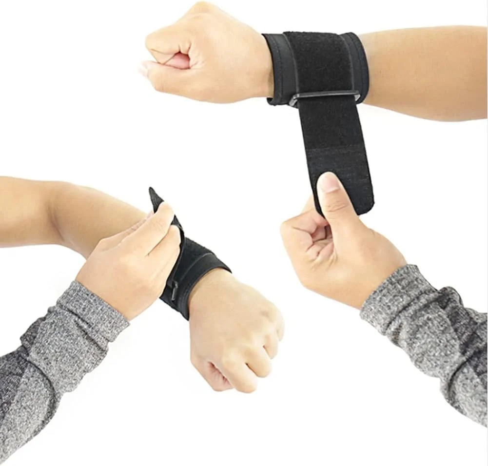 محافظ مچ دست ورزشی قابل تنظیم و تنفسی Domary برای حمایت از عضلات مناسب دویدن، دوچرخه سواری، بسکتبال، والیبال و وزنه برداری - مشکی آبی