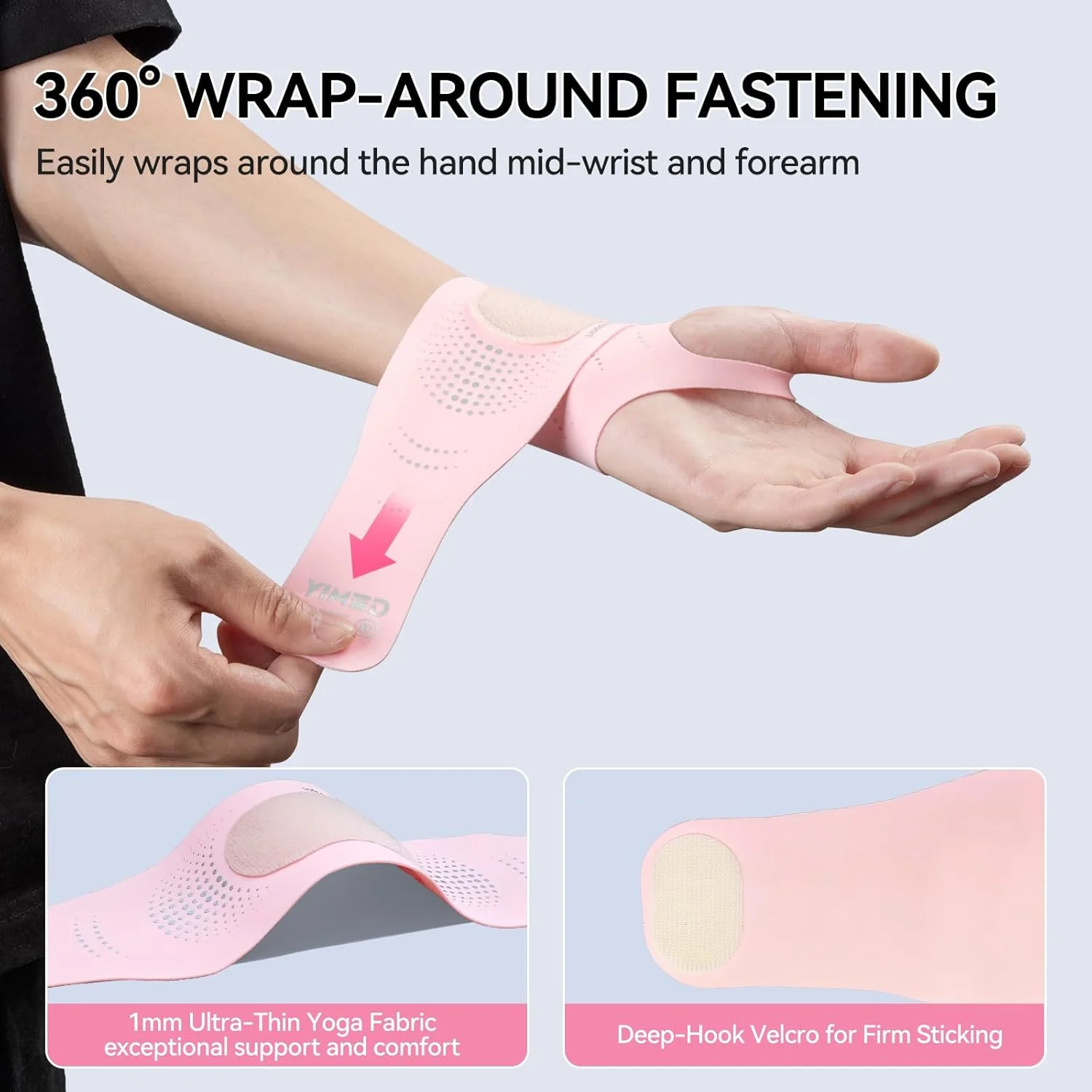 مچ بند فوق العاده نازک برای تونل کارپال، مچ بند الاستیک برای کار، تایپ کردن و خوابیدن، مچ بند ورزشی برای تناسب اندام، وزنه برداری، تاندونیت، آرتریت تونل کارپال (صورتی)