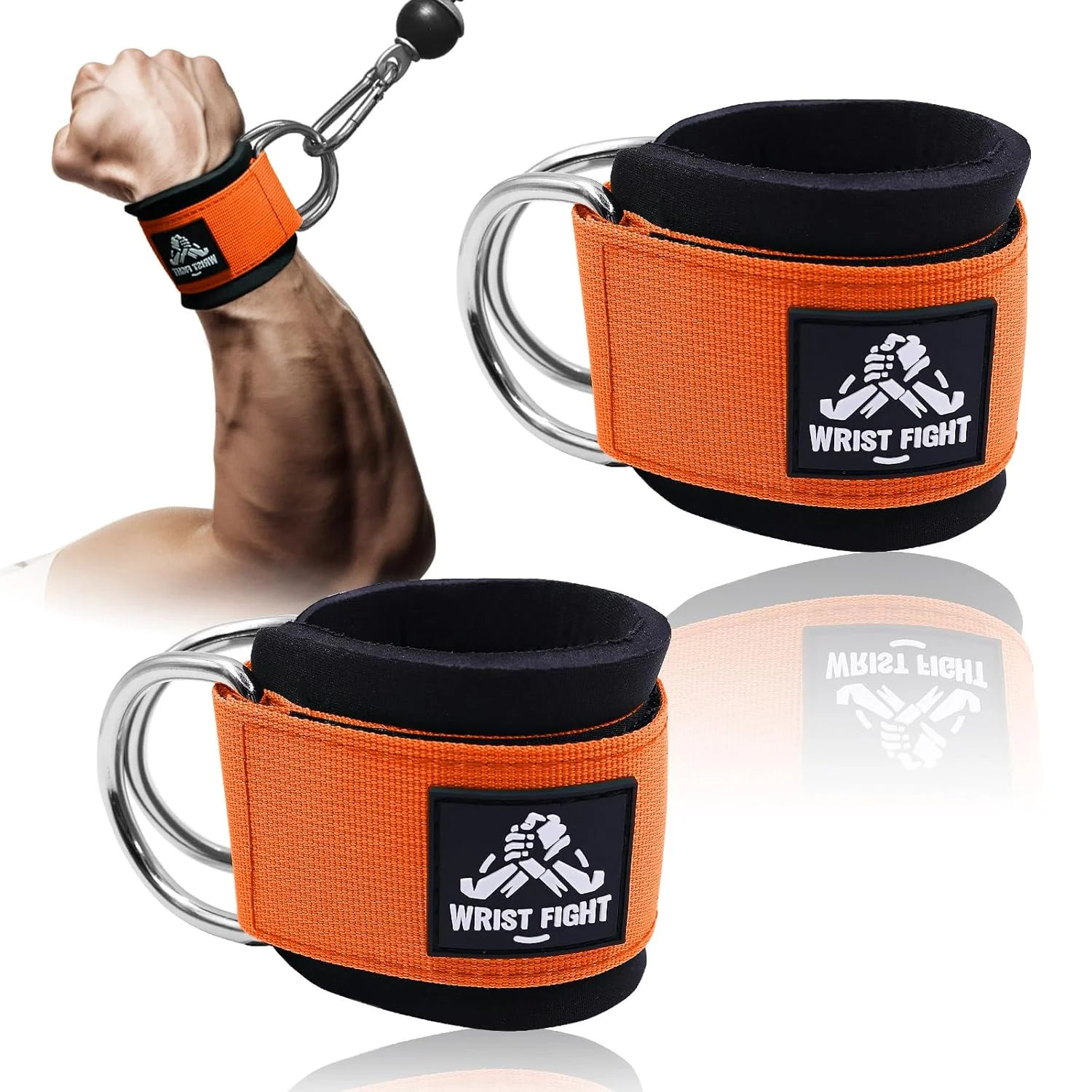 مچ بند با حلقه های دوتایی D - پشتیبانی ایمن و راحت برای تمرینات دستگاه سیم کش، نشر جانب، تمرینات قدرتی بازو و تمرینات پشت بازو