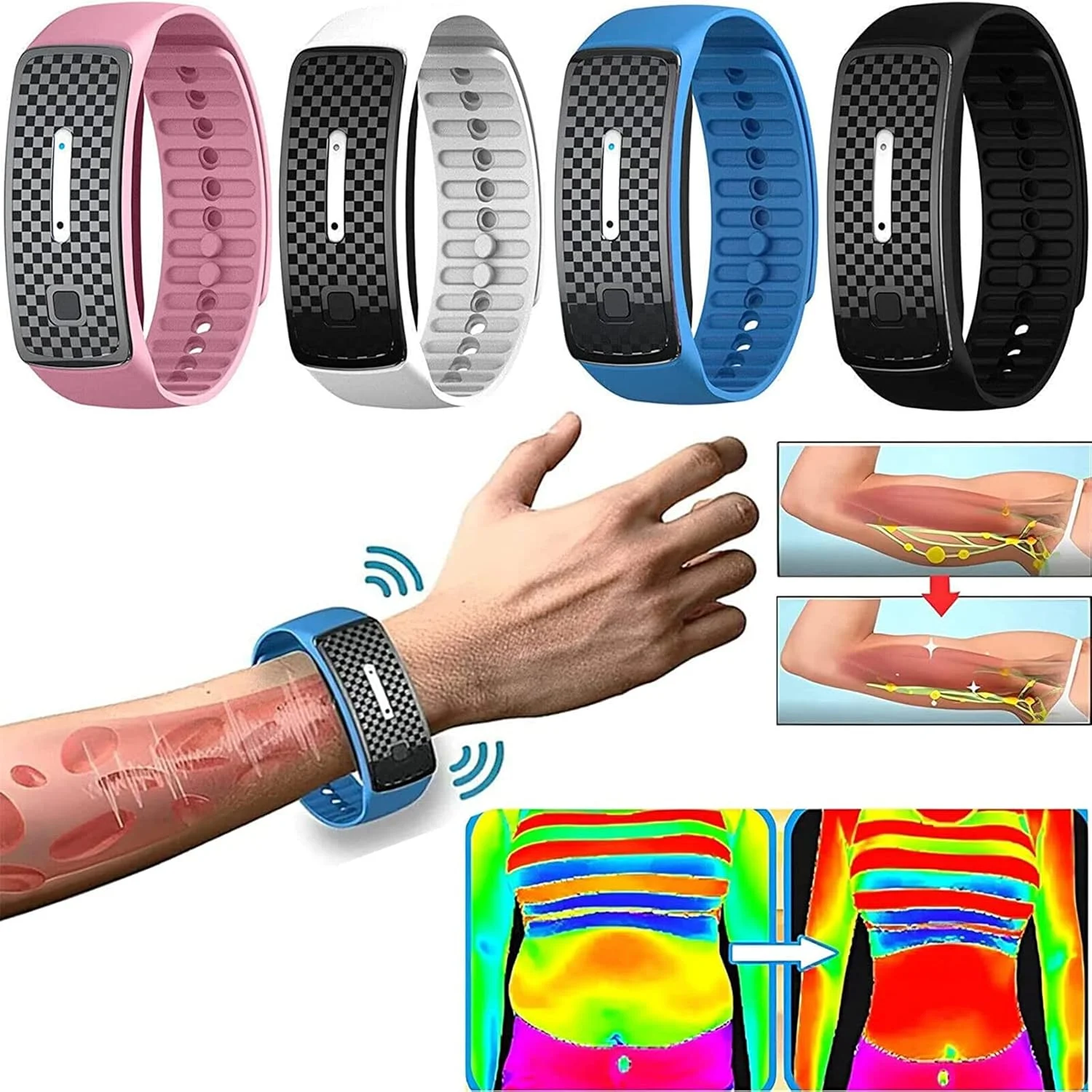 مچ بند لاغری اولتراسونیک جدید DIYIER 2023 Pro، بسته 4 عددی (آبی، سفید، صورتی، مشکی)