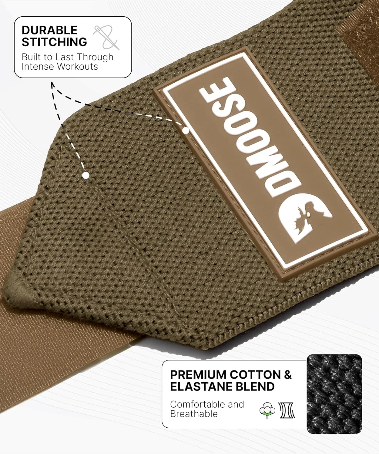 مچ بند بدنسازی DMoose Fitness برای وزنه برداری 18 اینچی - مچ بند باشگاهی سنگین با حلقه انگشت شست برای حمایت و تسکین درد، بند مچ وزنه برداری مورد تایید USPA برای مردان و زنان (قهوه ای کاکائویی)